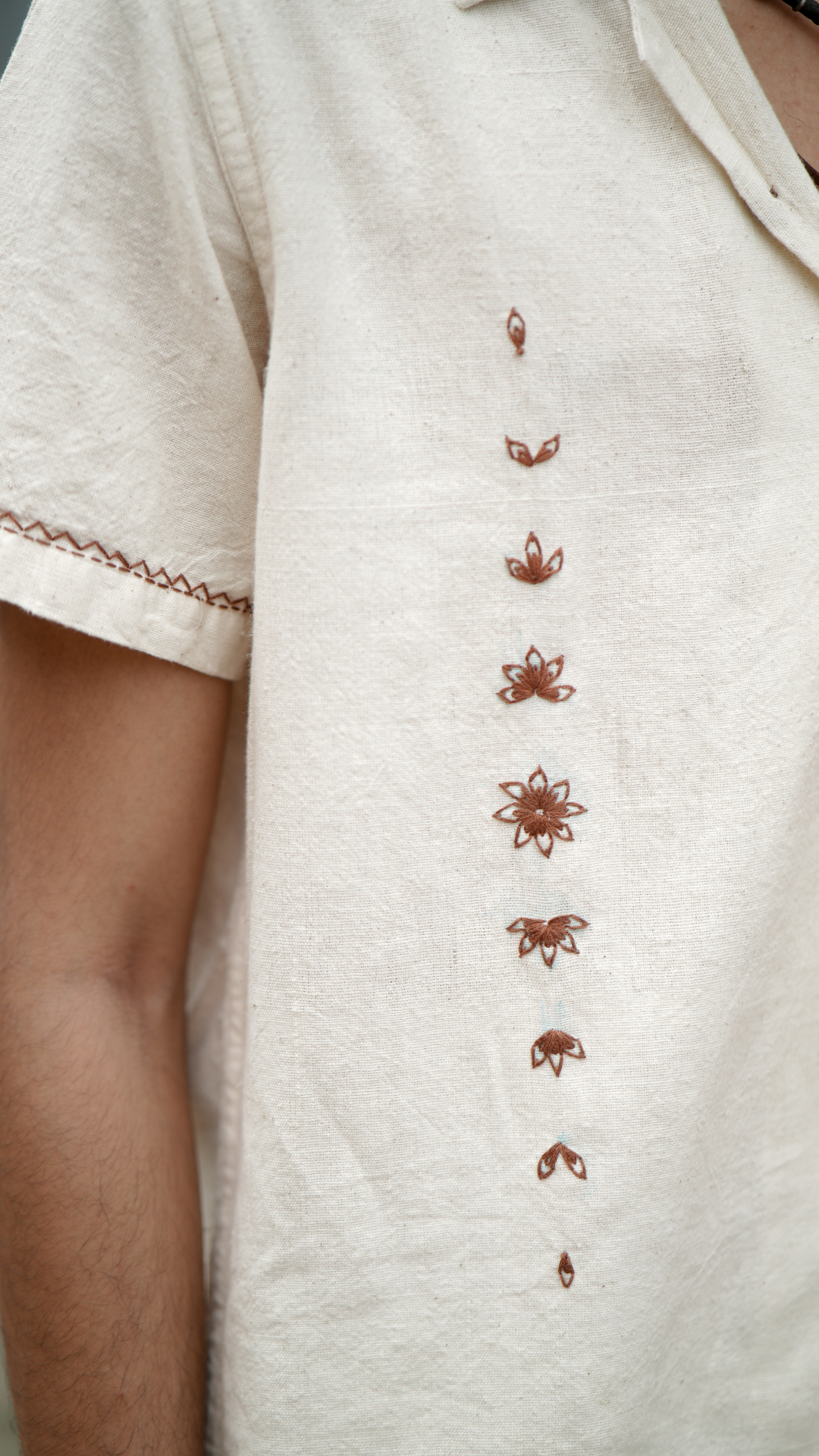 Hand Embroidered Star Anise Minimal Shirt