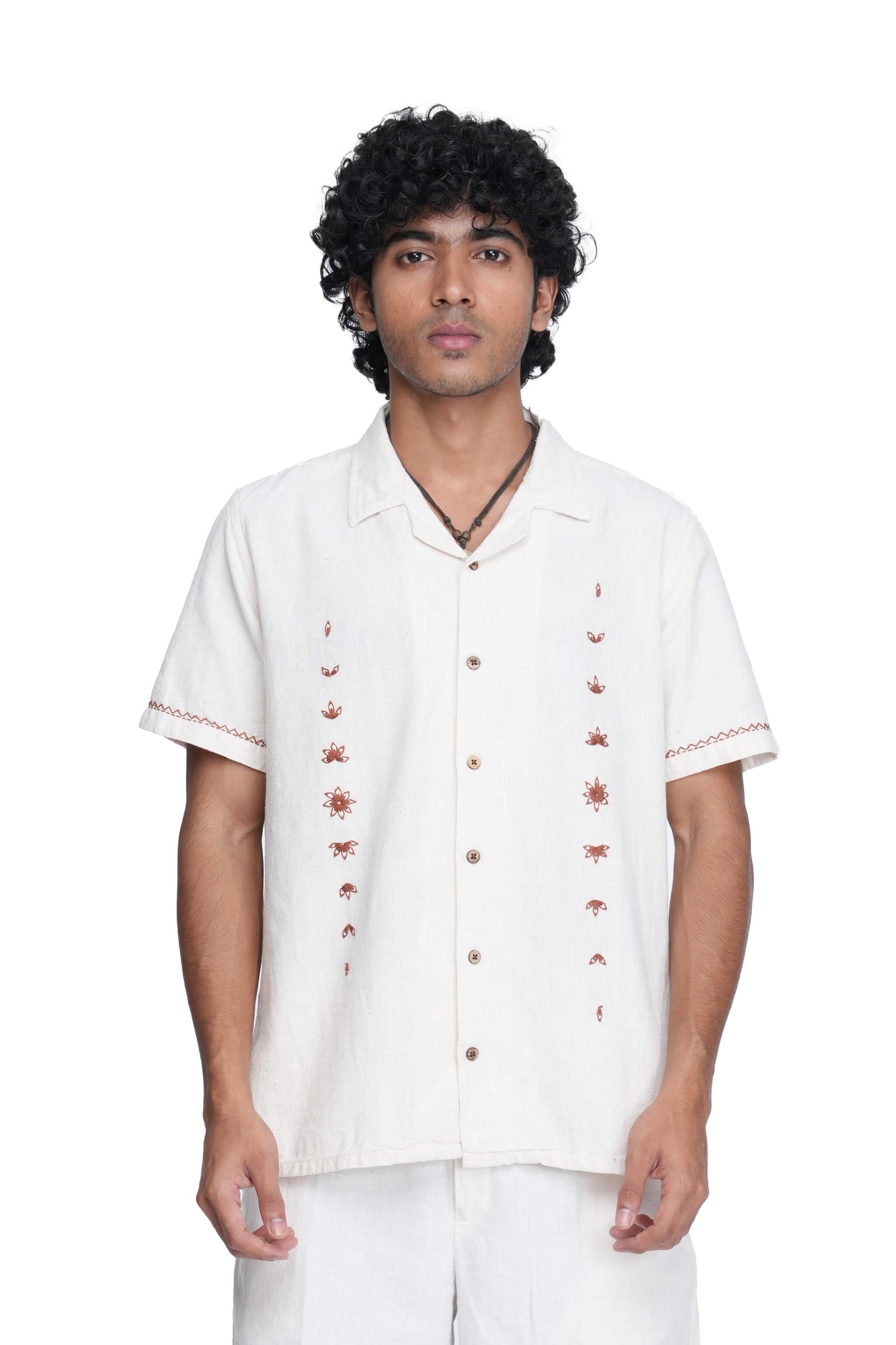 Hand Embroidered Star Anise Minimal Shirt