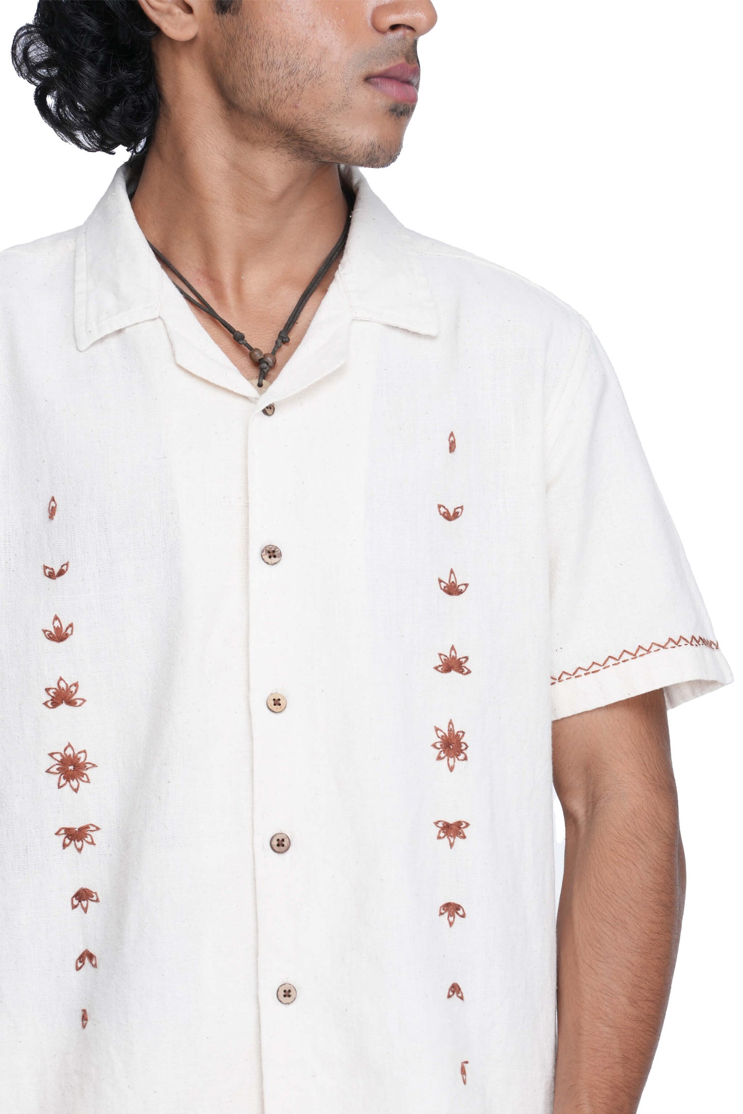 Hand Embroidered Star Anise Minimal Shirt
