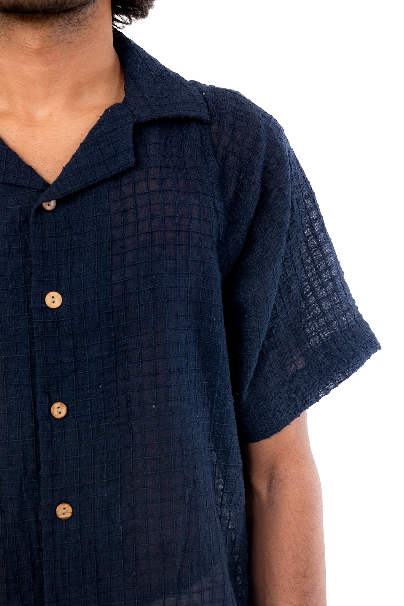 Black Self Checkered Handloom Shirt