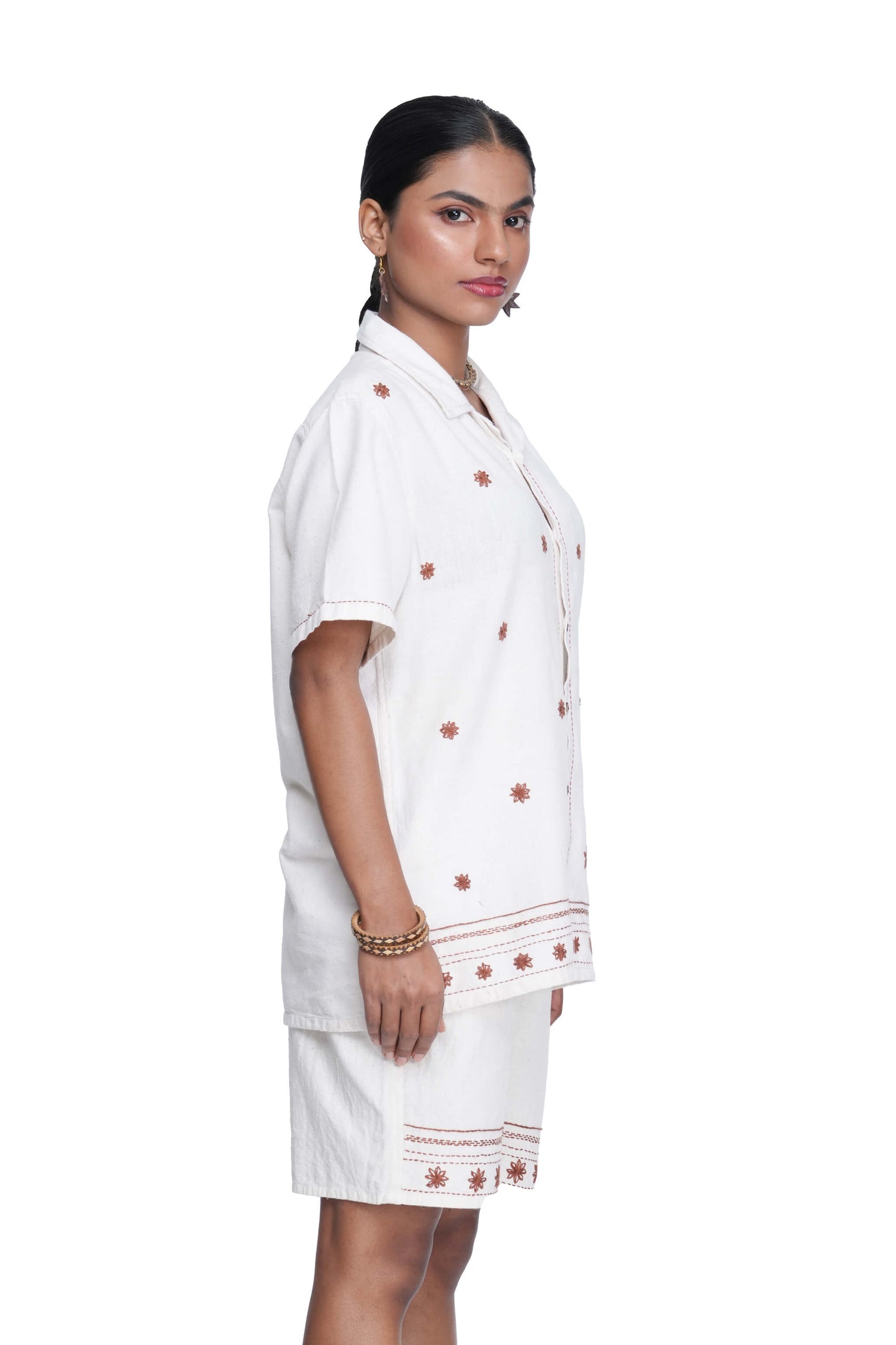 Hand Embroidered Unisex Star Anise All Over Handloom Shirt