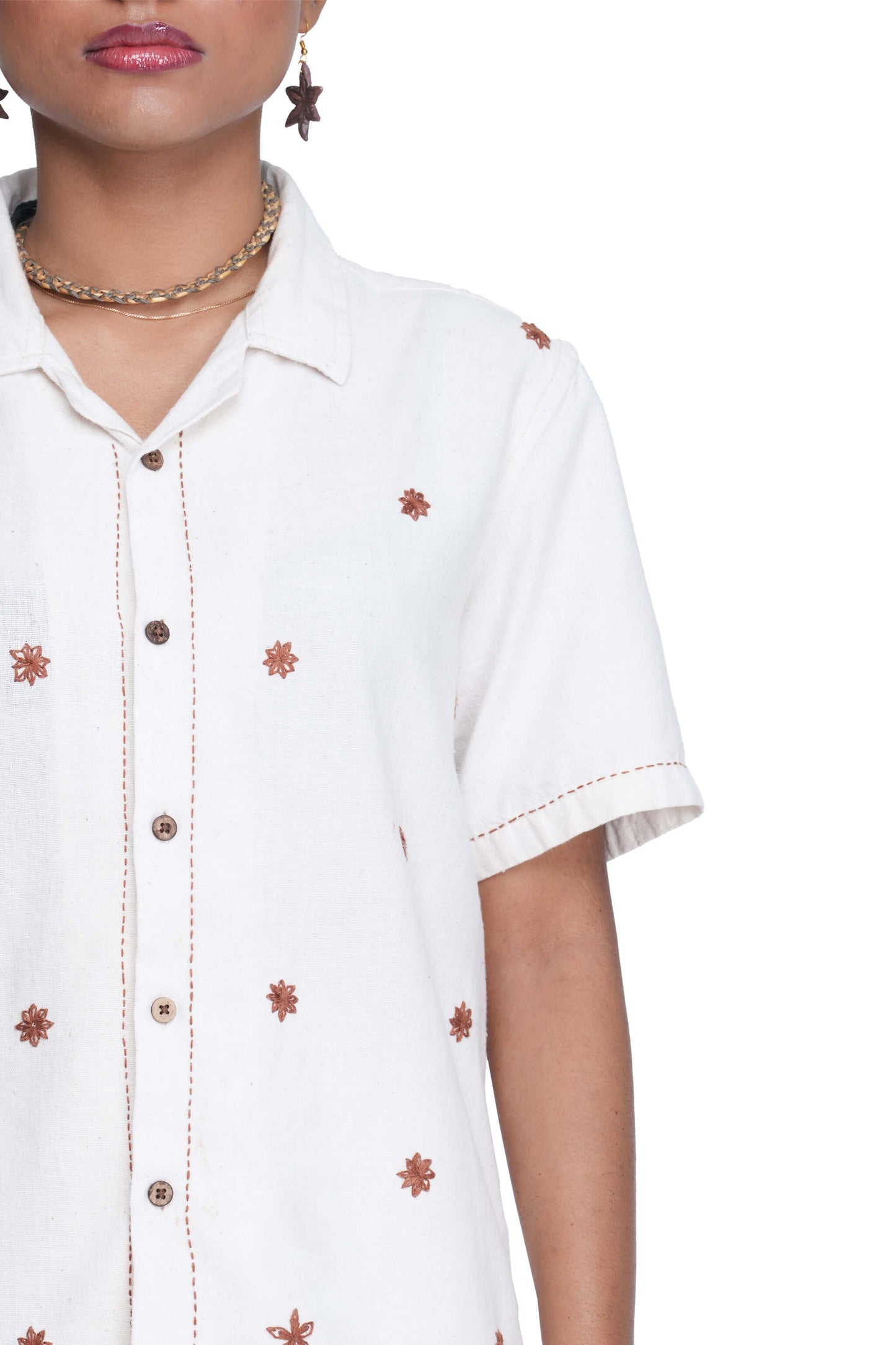 Hand Embroidered Unisex Star Anise All Over Handloom Shirt