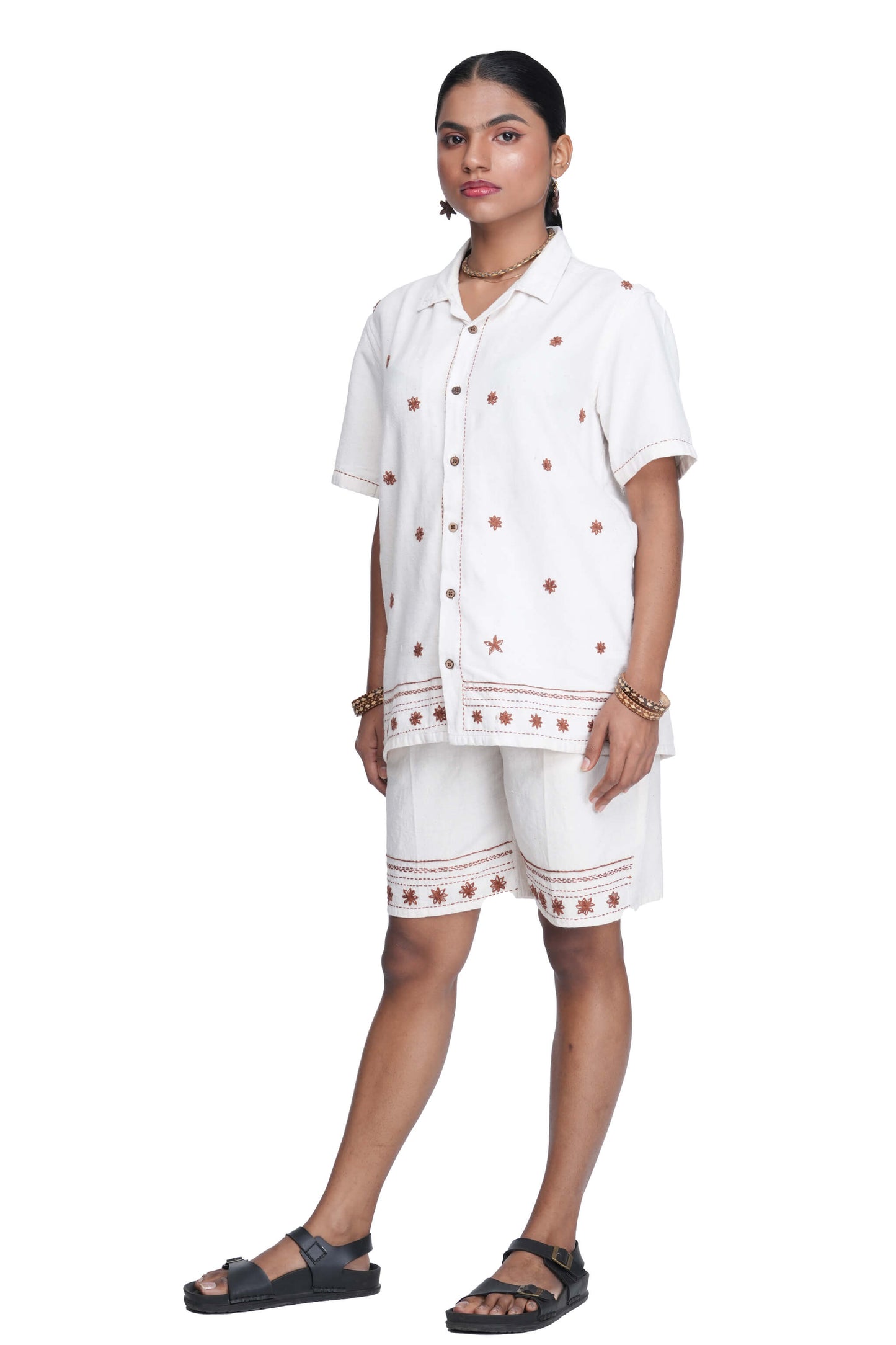 Hand Embroidered Unisex Star Anise All Over Handloom Shirt