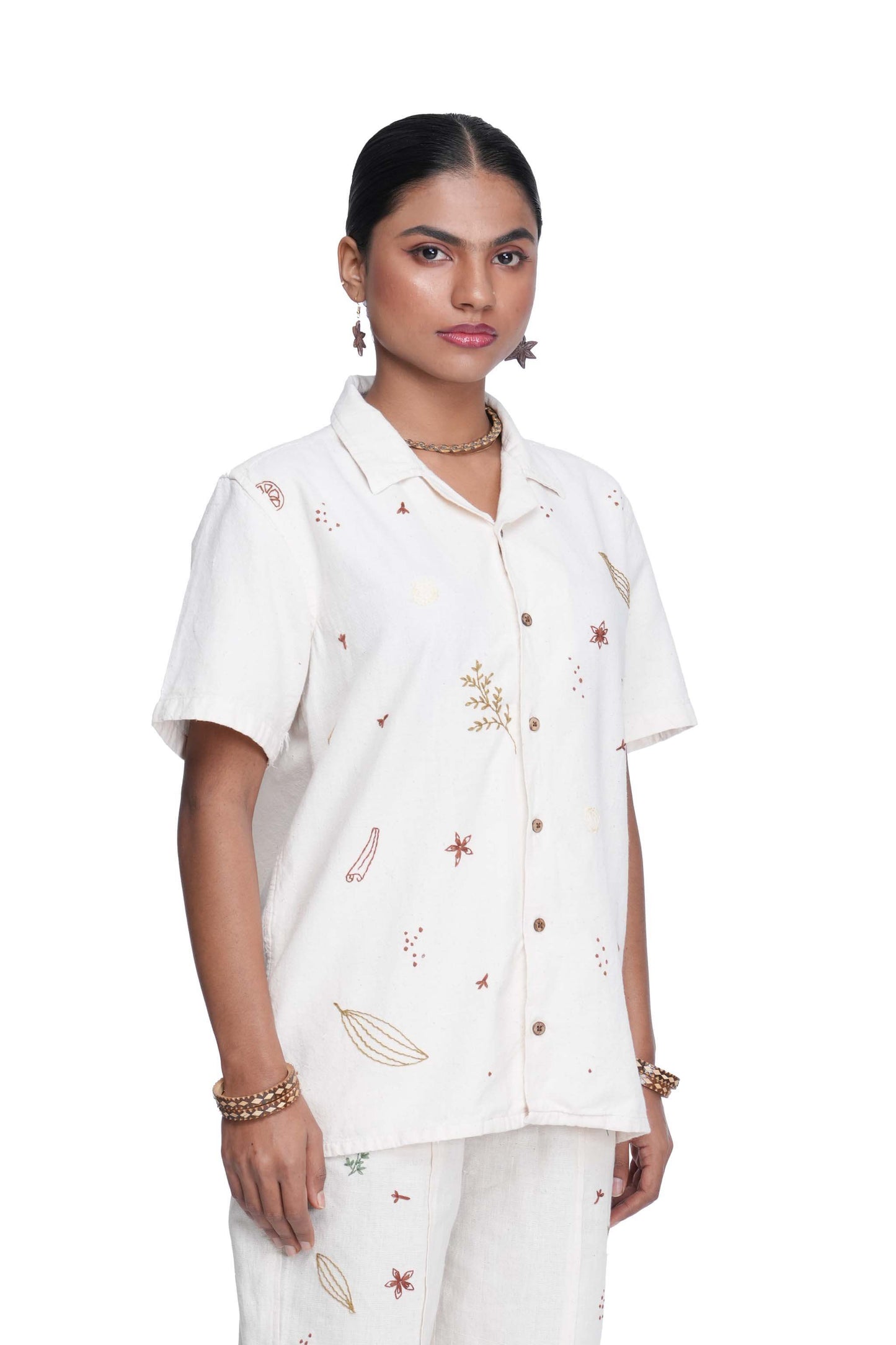 Hand Embroidered Unisex All Over Spices Handloom Shirt.