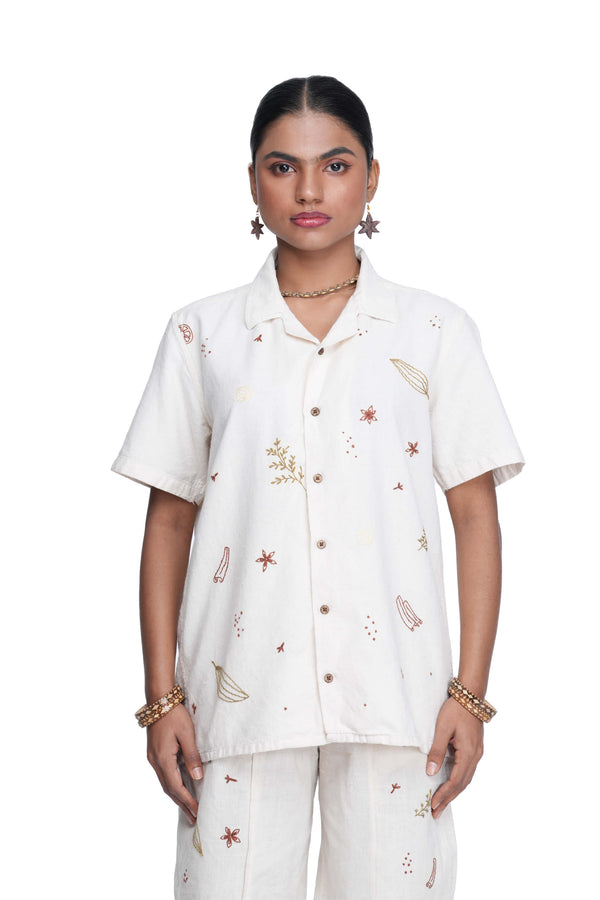 Hand Embroidered Unisex All Over Spices Handloom Shirt.