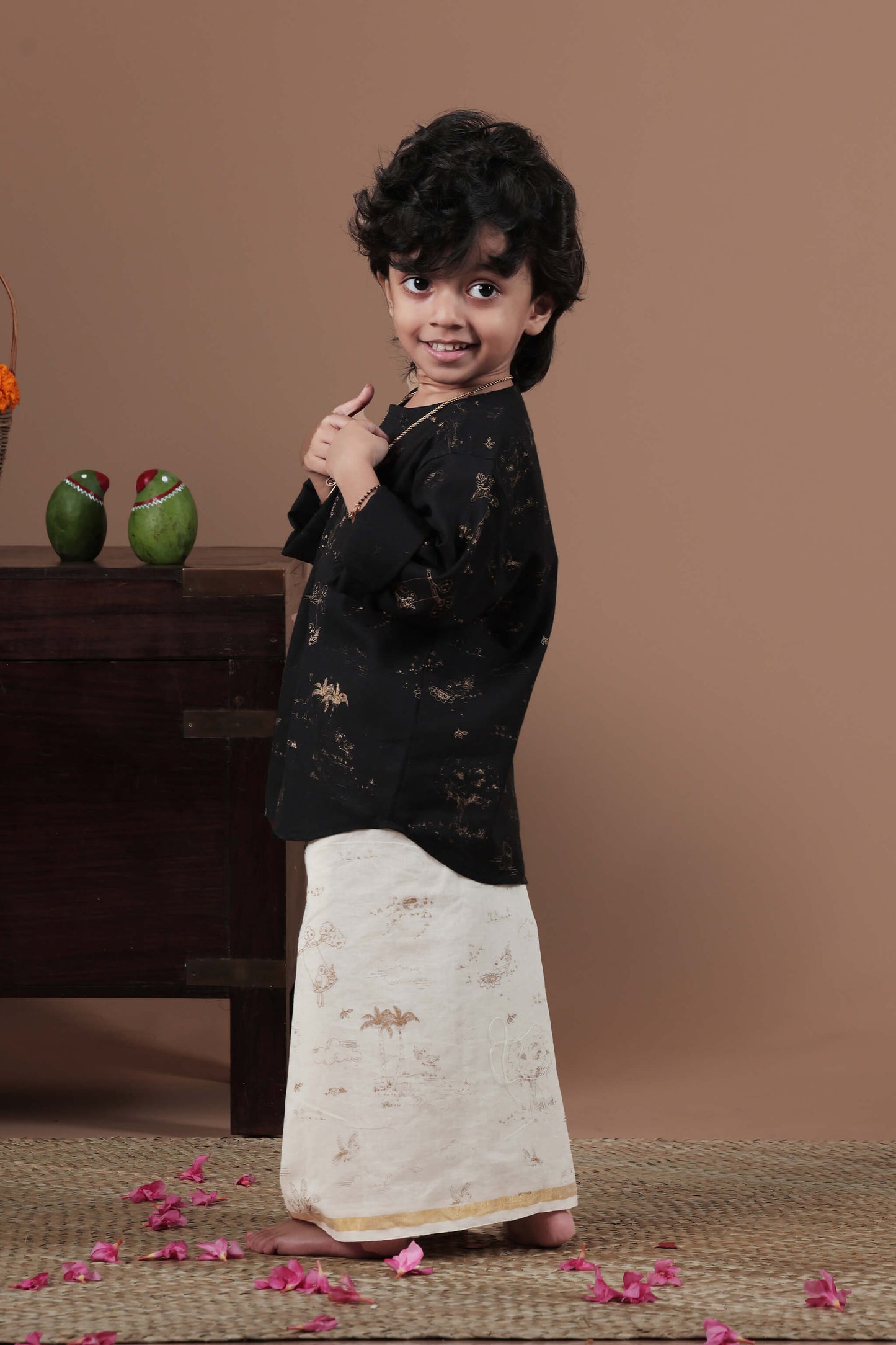 Full sleeve all over print Black shirt for Kids