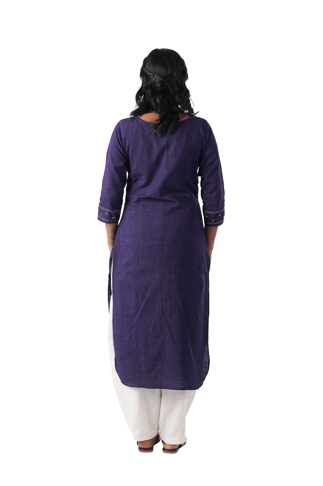 Violet Kurtha with Green Embroidery