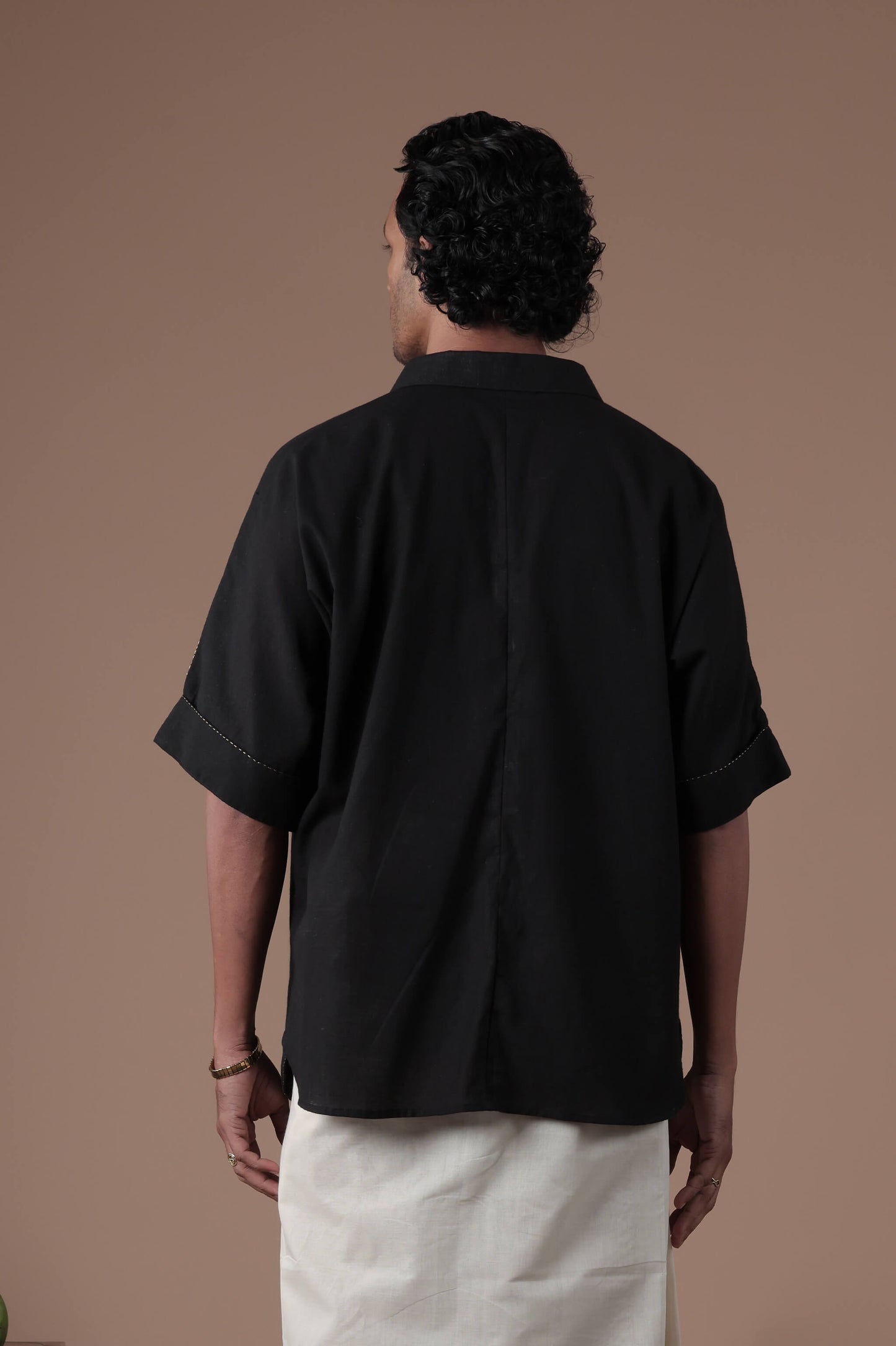 Kimono Shirt With Rolled Up Sleeve black Men's shirt