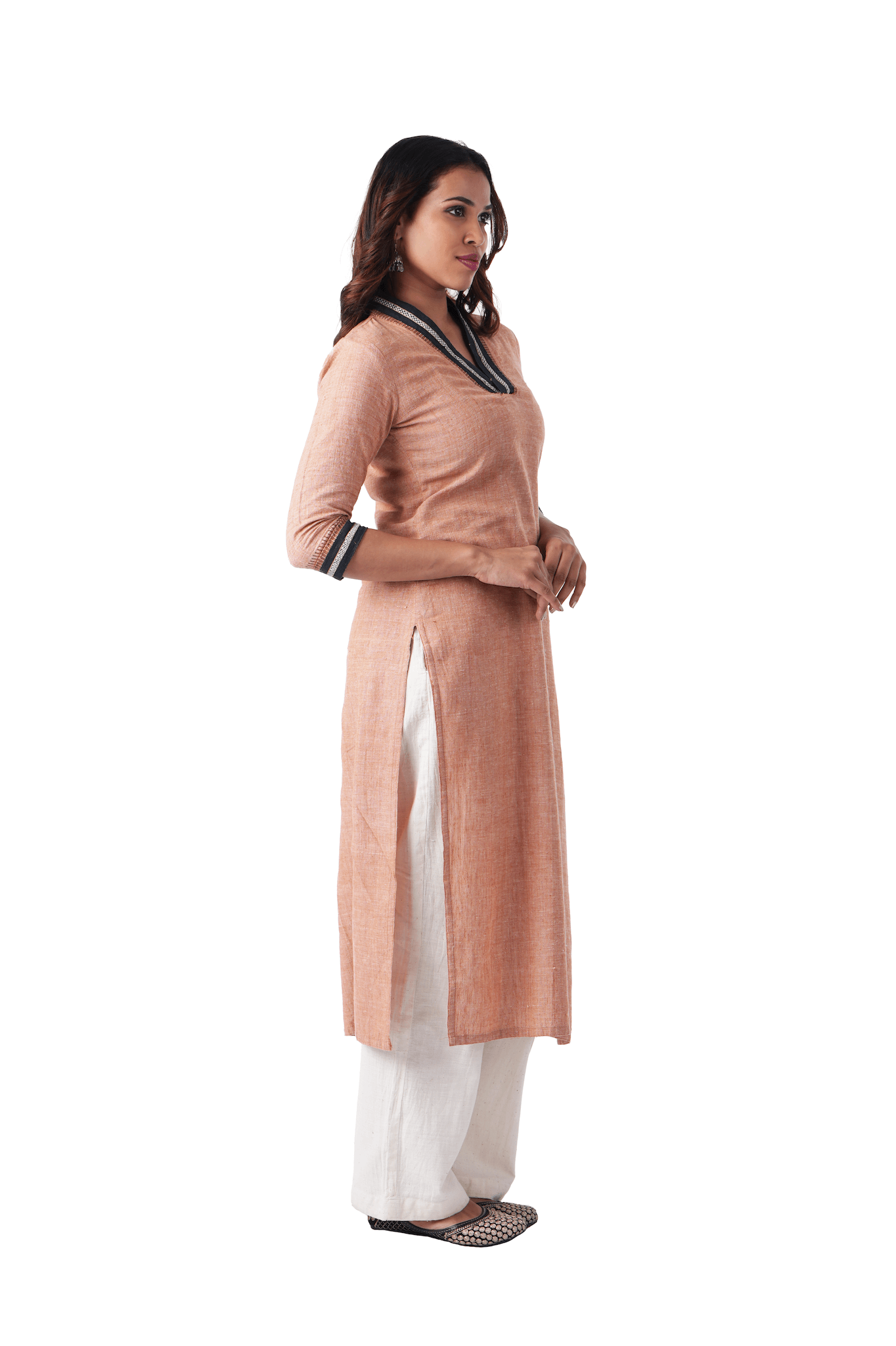 V-Neck Kurta with Kuppadam Border