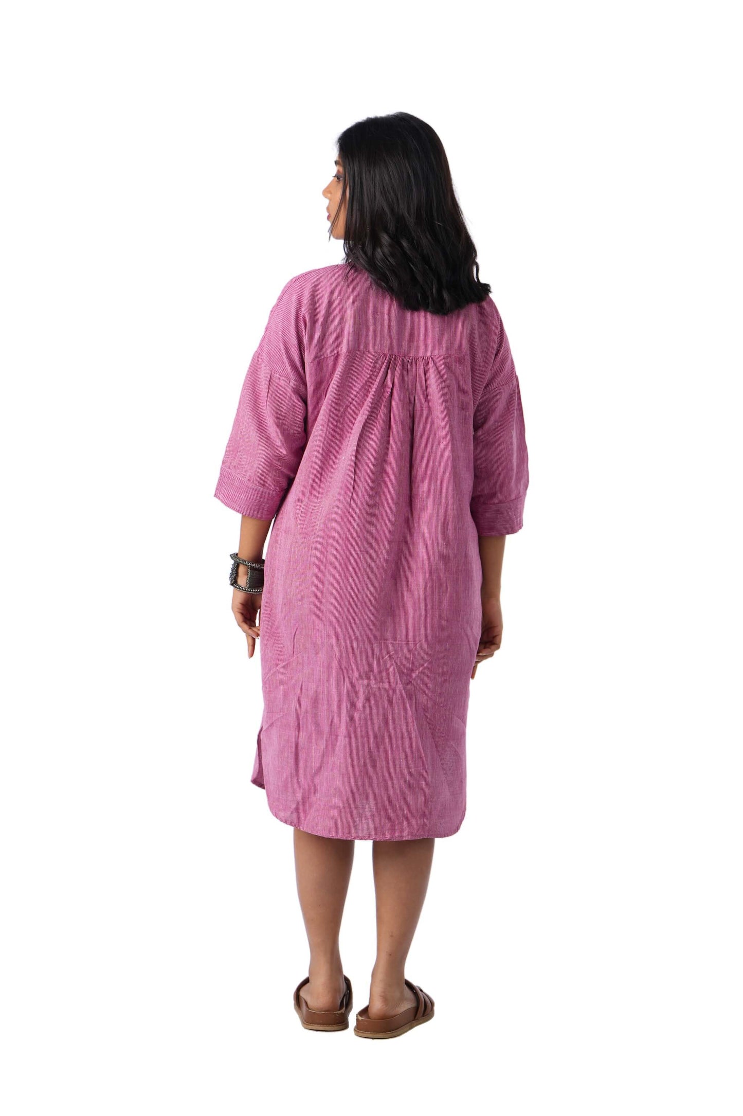 Pink kurta with Placket Neckline