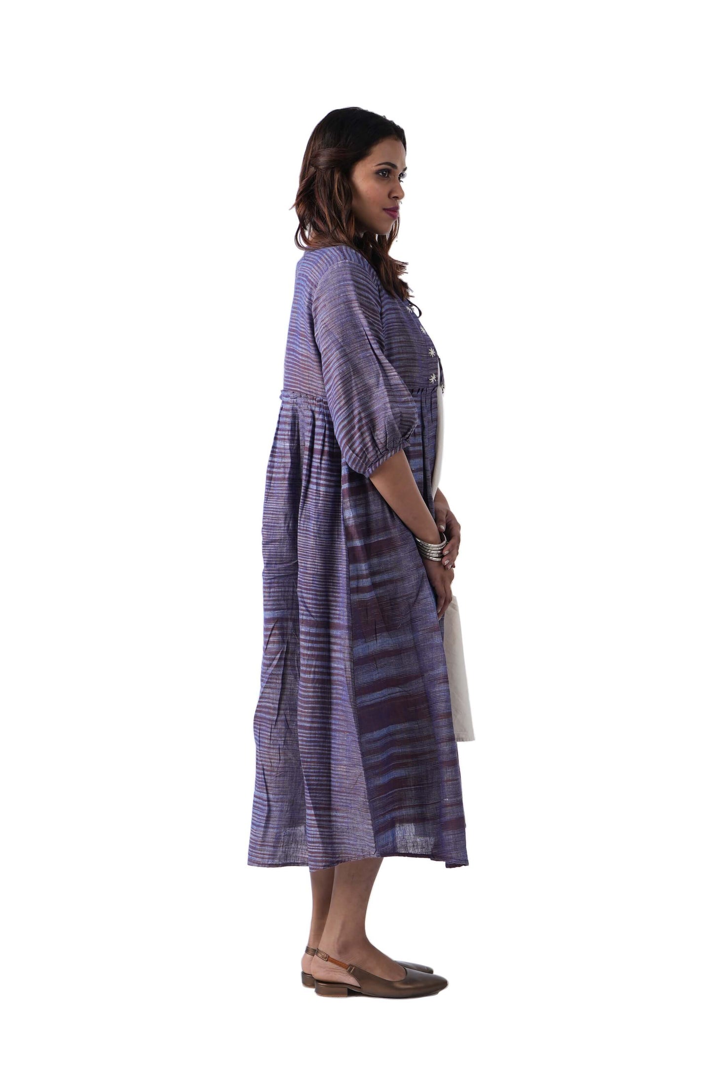 Blue Embroidery cape with tie