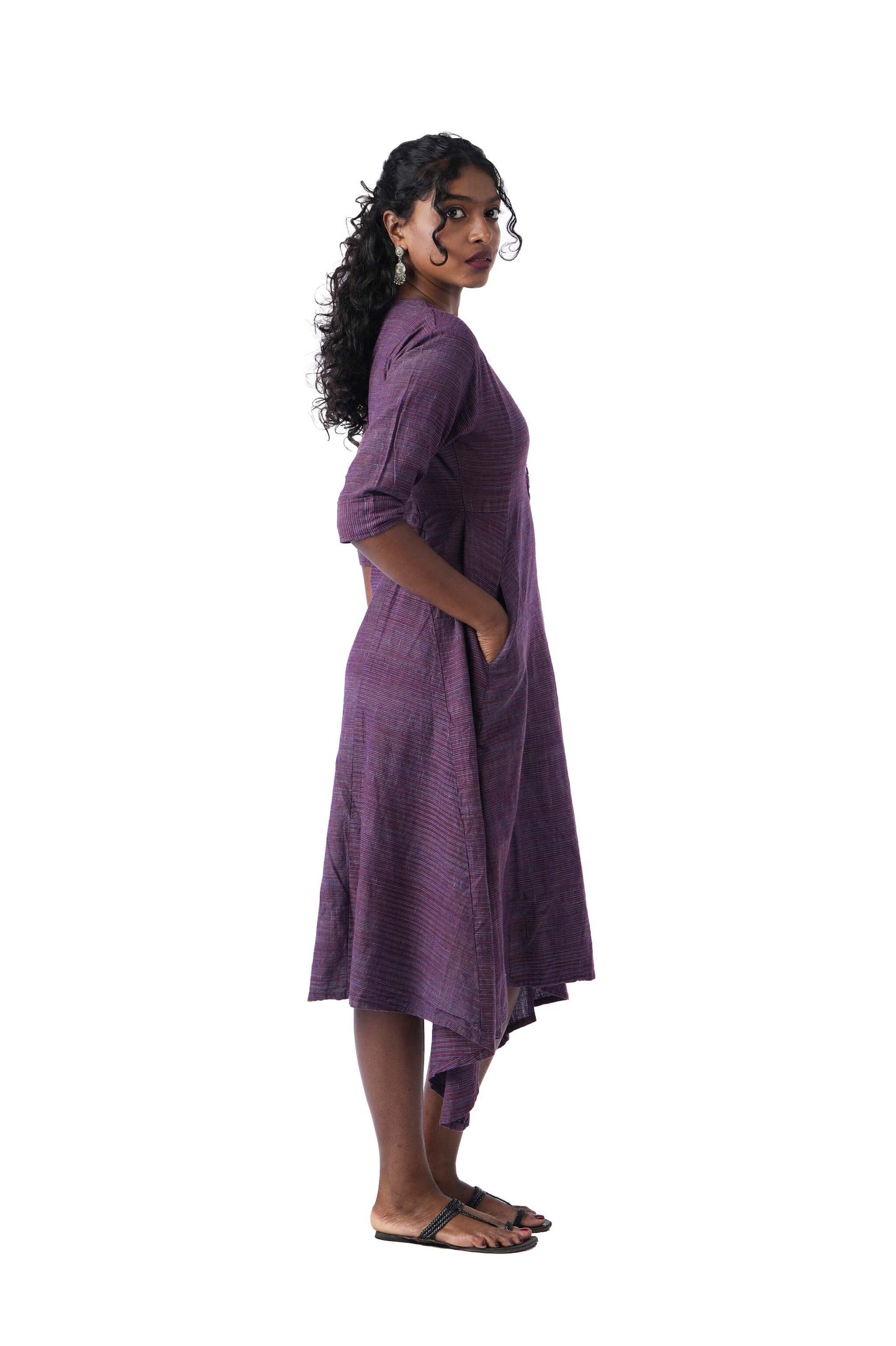 Purple Dress with Face Embroidery