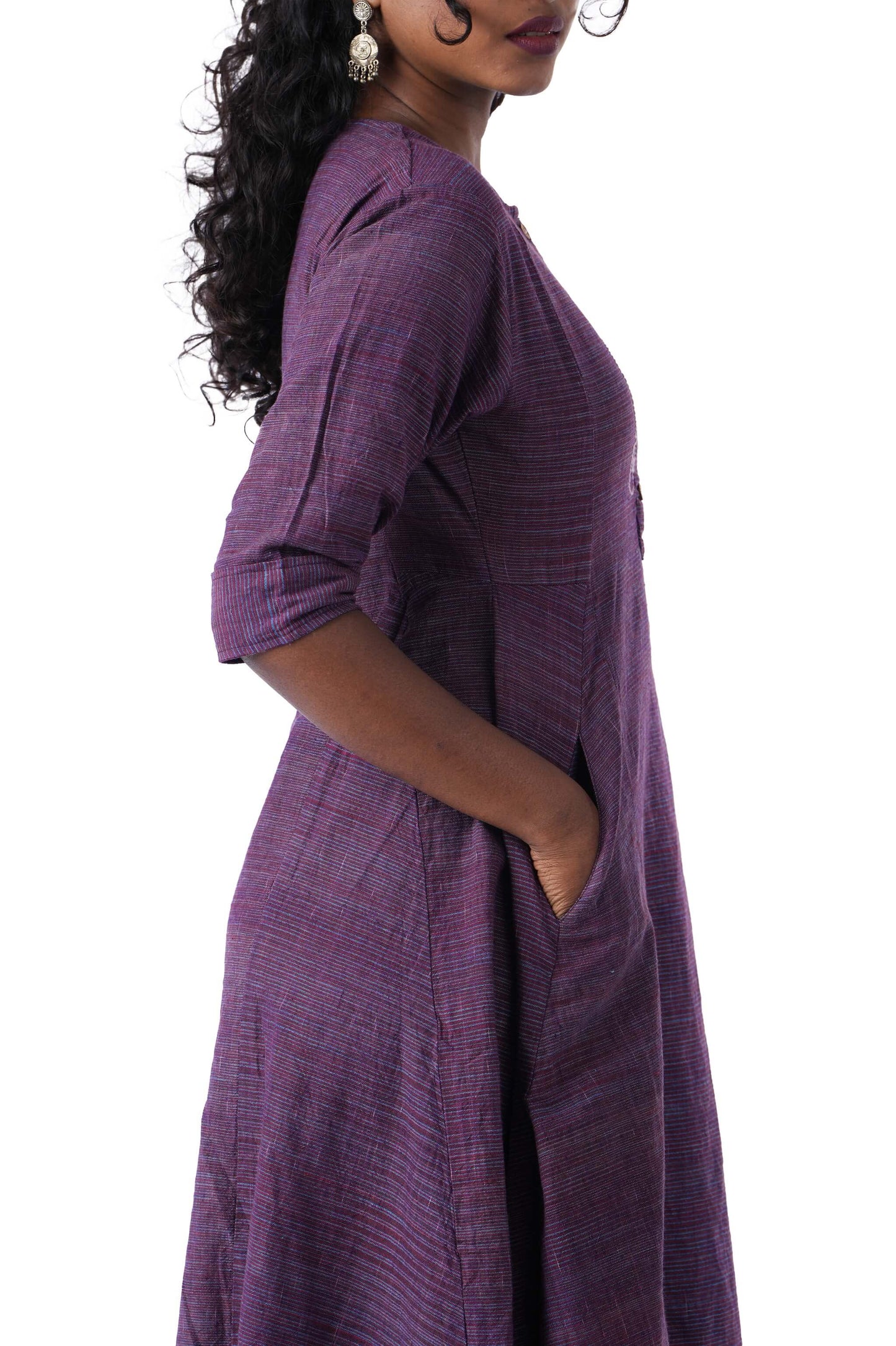 Purple Dress with Face Embroidery