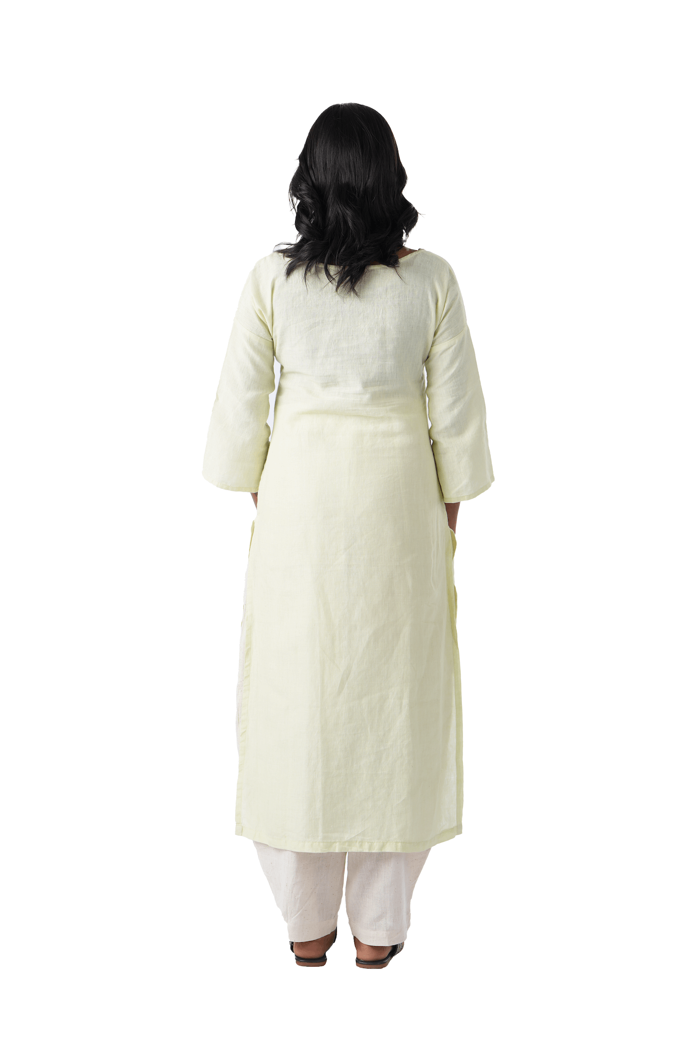 Pastel Green Kurta With Pocket Embroidery