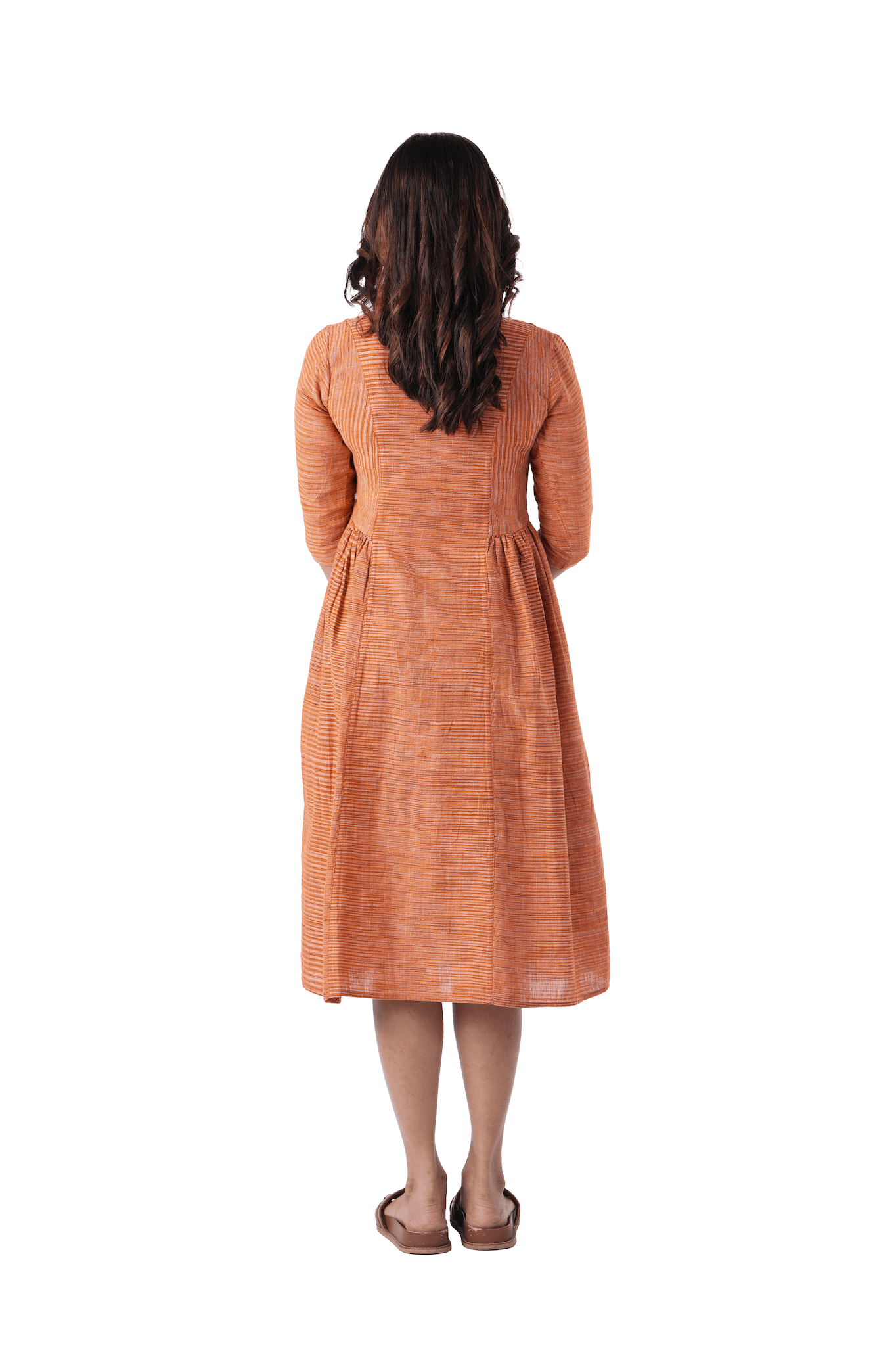 Orange Dress With Side Embroidery