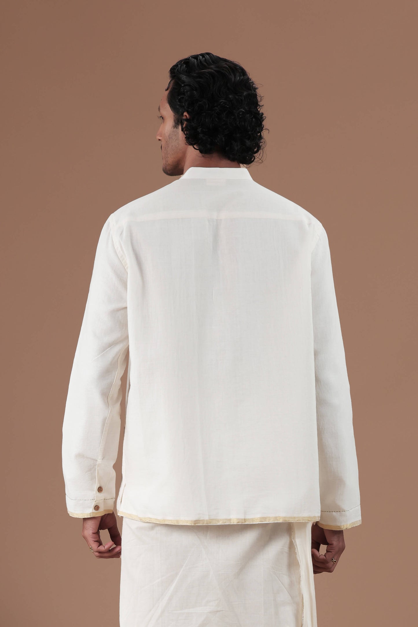 Mandrain Collar Parrot Motif Hand Embroidered Men's shirt