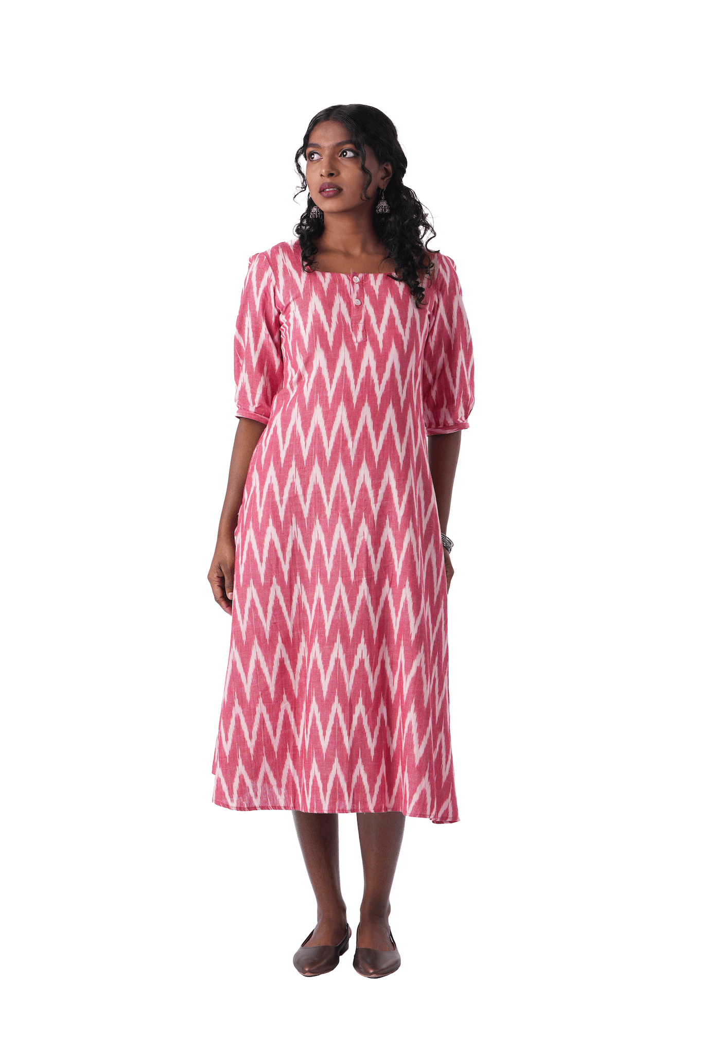 Light Red Ikat Kurta Dress