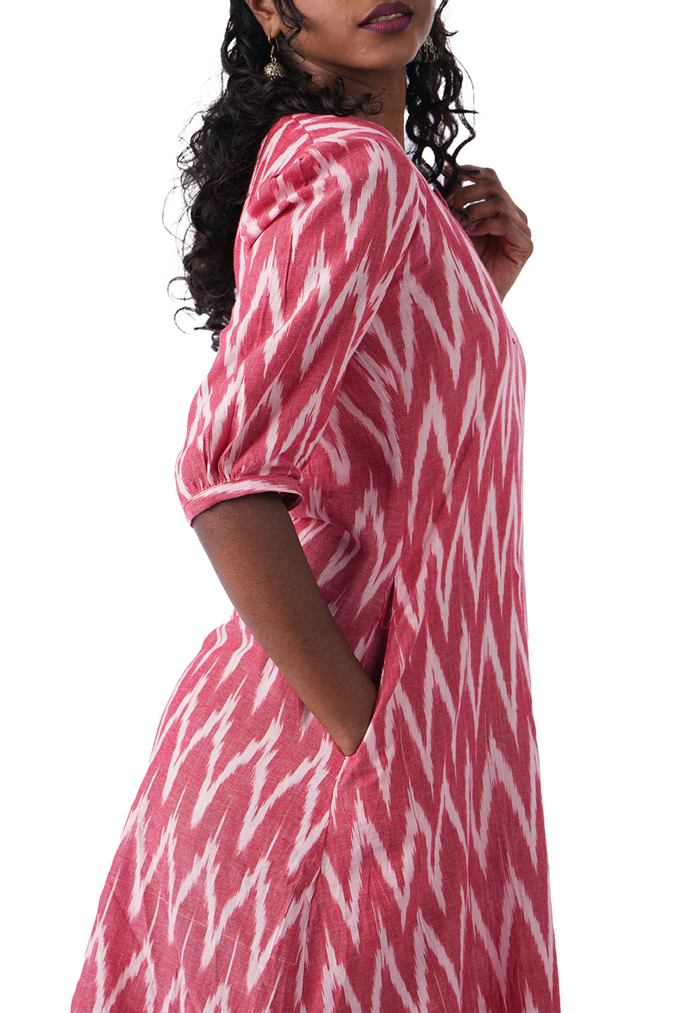 Light Red Ikat Kurta Dress
