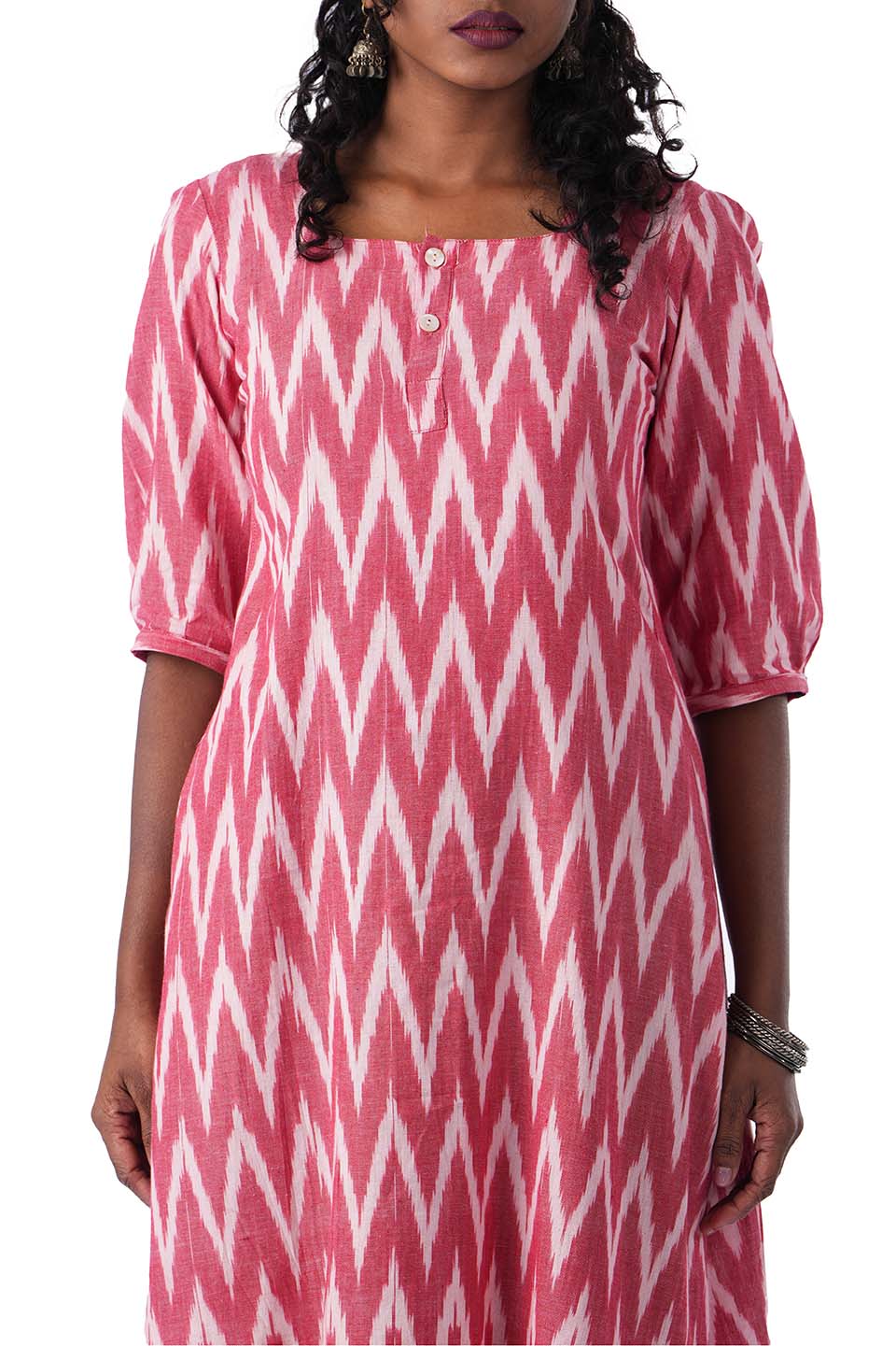 Light Red Ikat Kurta Dress