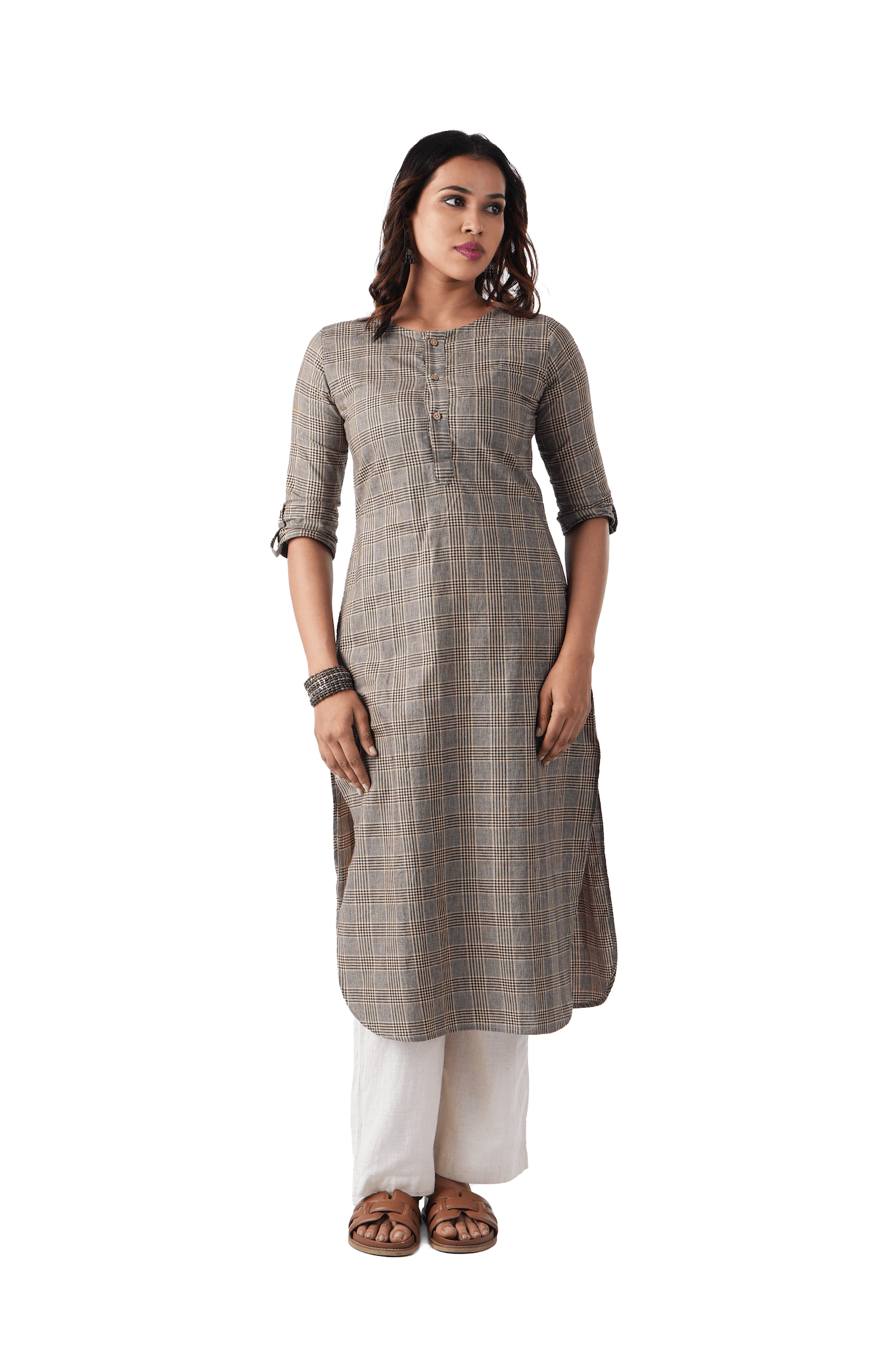 Check Kurta Black