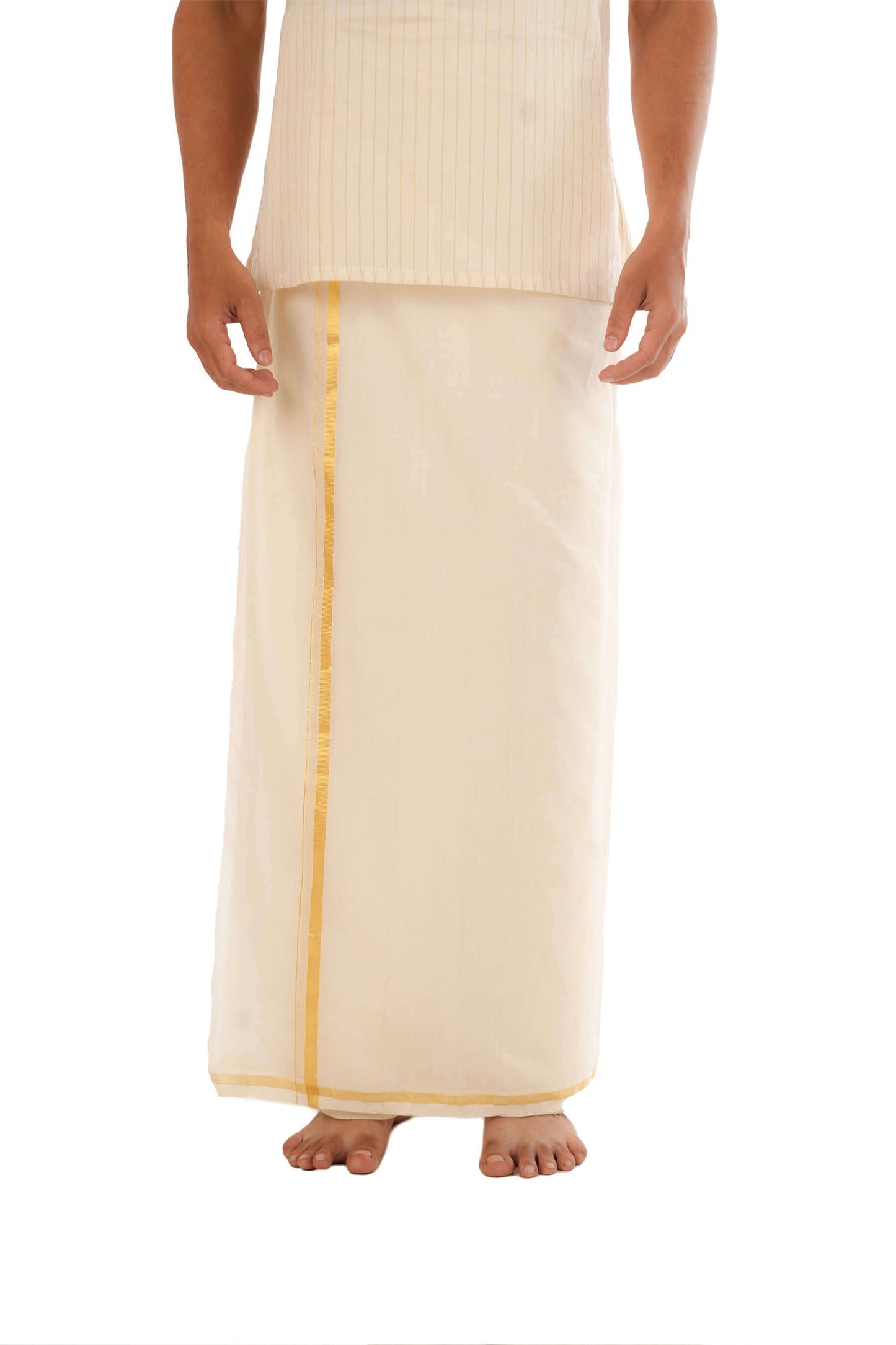 Off-White Plain Handloom Mundu