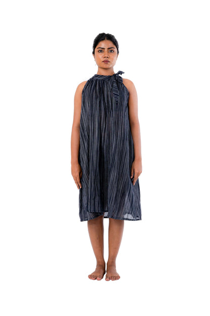 Black Handloom Crepe Dress