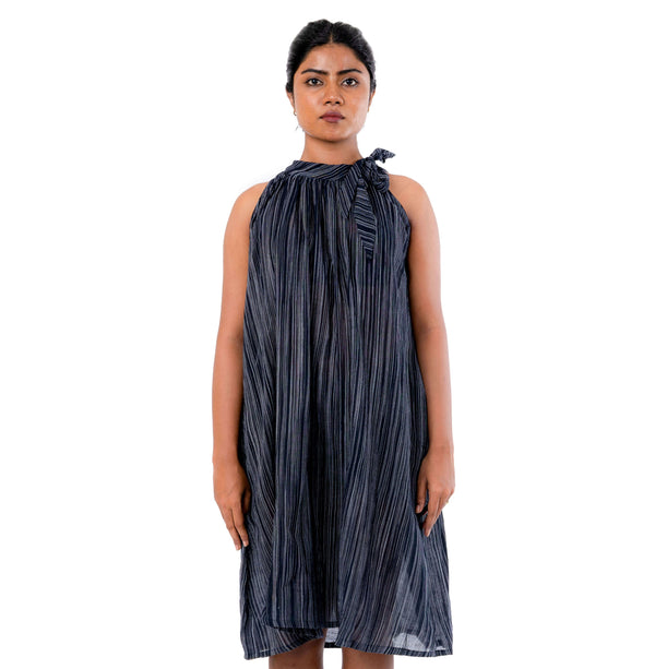 Black Handloom Crepe Dress