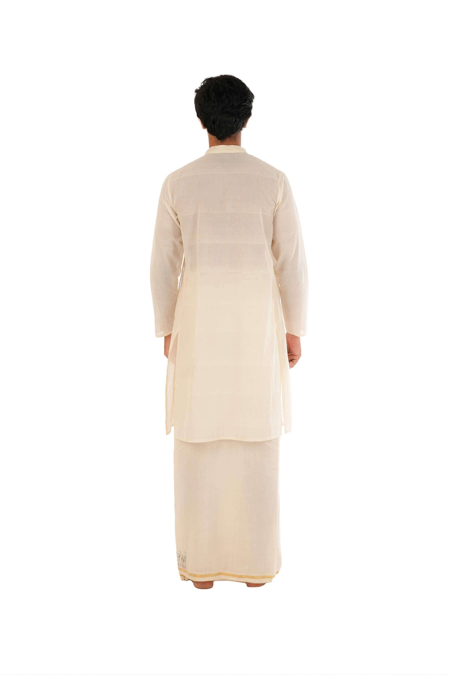 Off-White Angrakha Style Long Kurta With Hand Embroidery