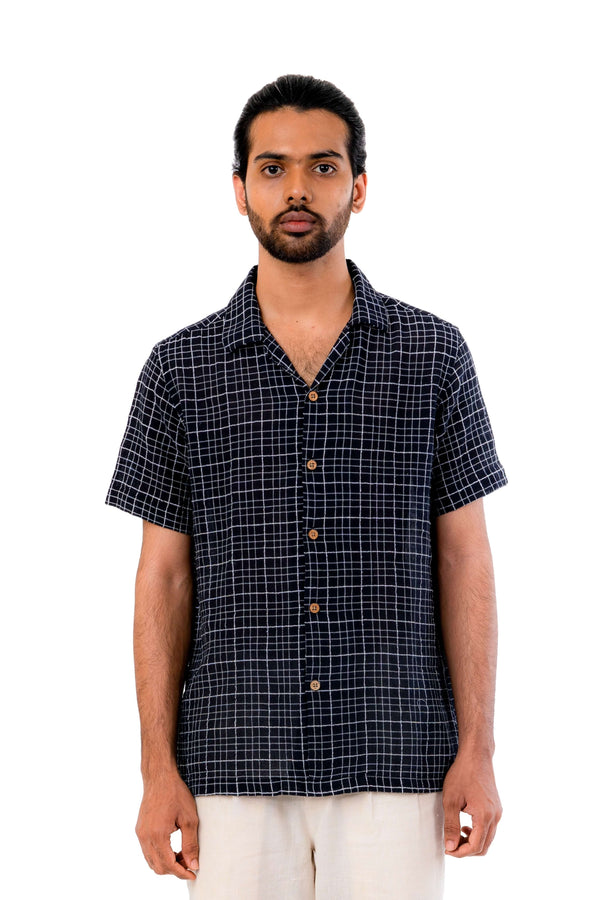 Black with white Check  Handloom shirt