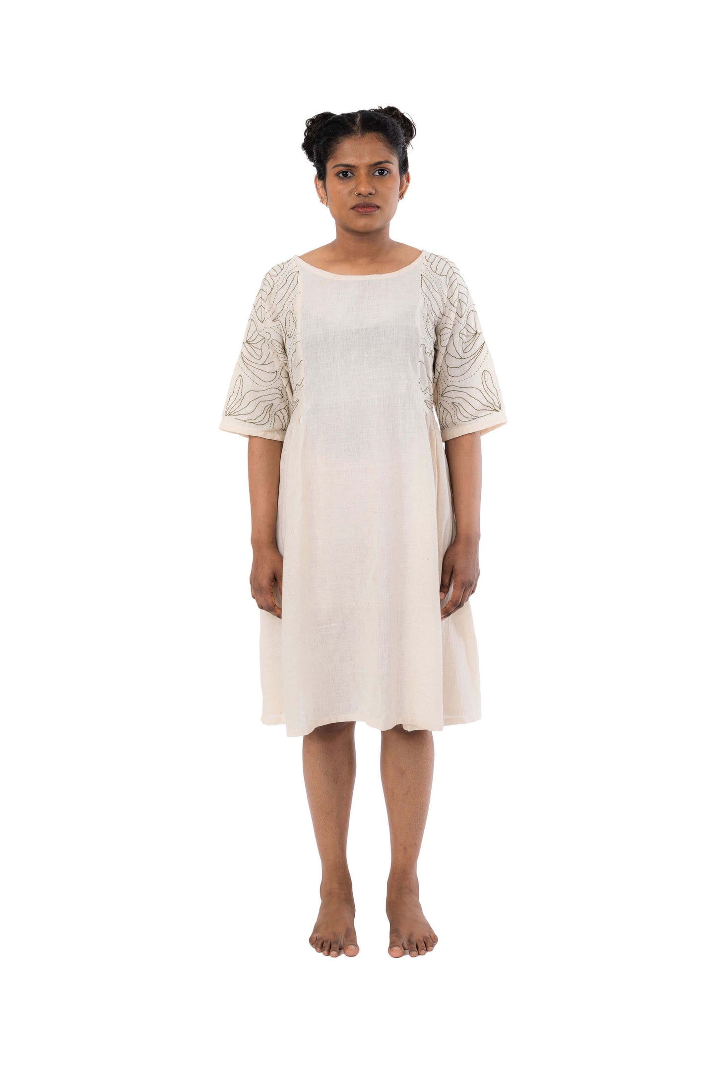 Kimono Sleeve Handloom Hand Embroidered Dress