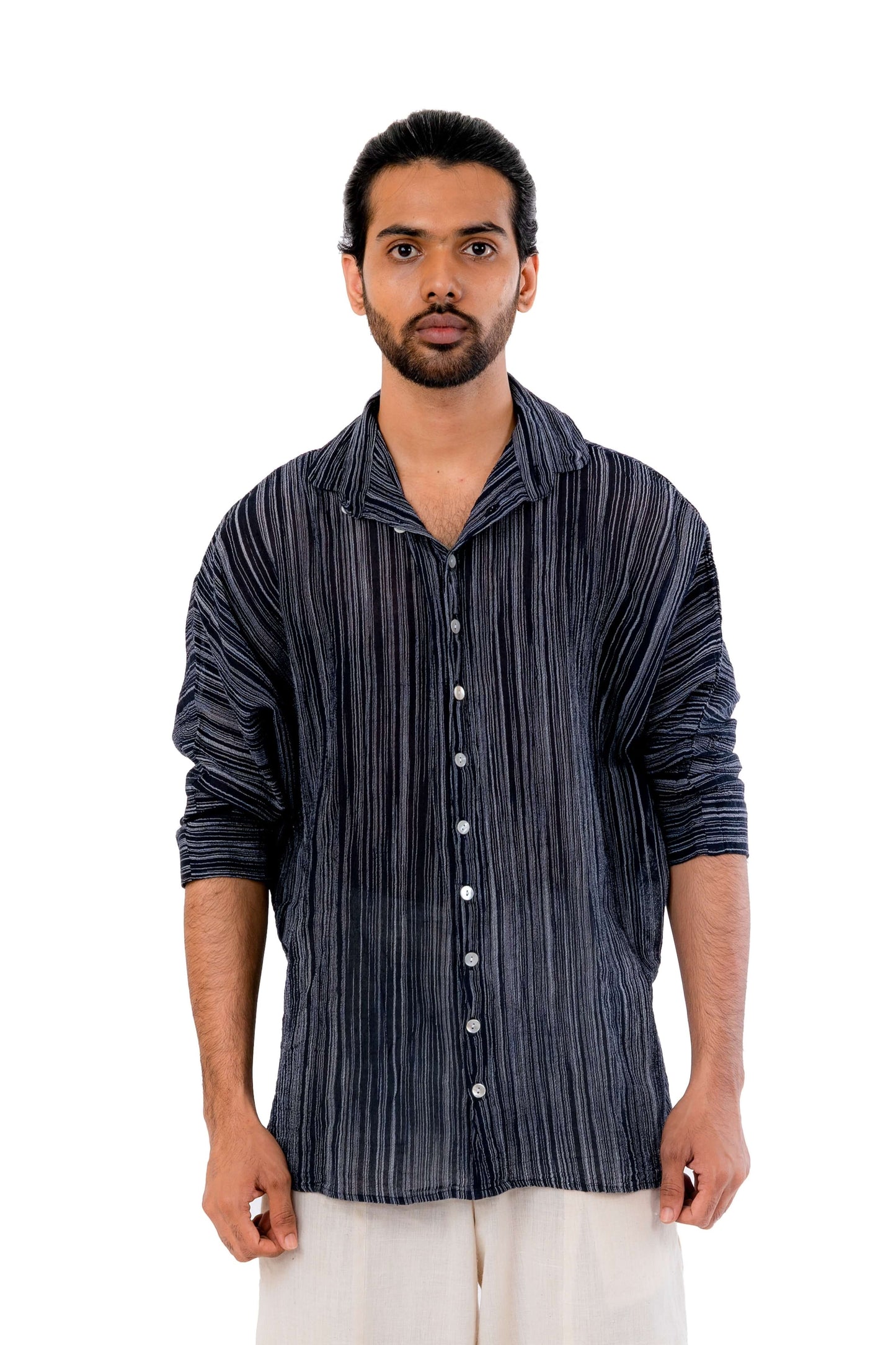 Kimono Style Black Handloom Shirt