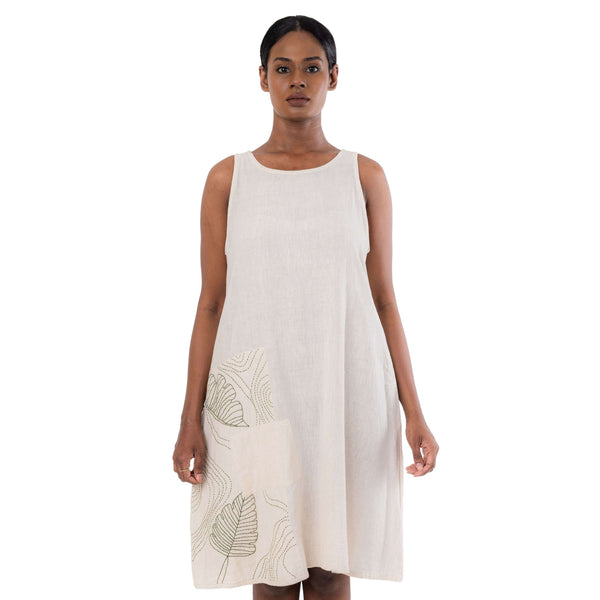 A-Line Hand Embroidered Patch Dress