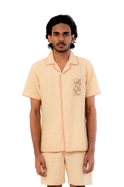 Hand Embroidered Handloom Pastel Shade Shirt