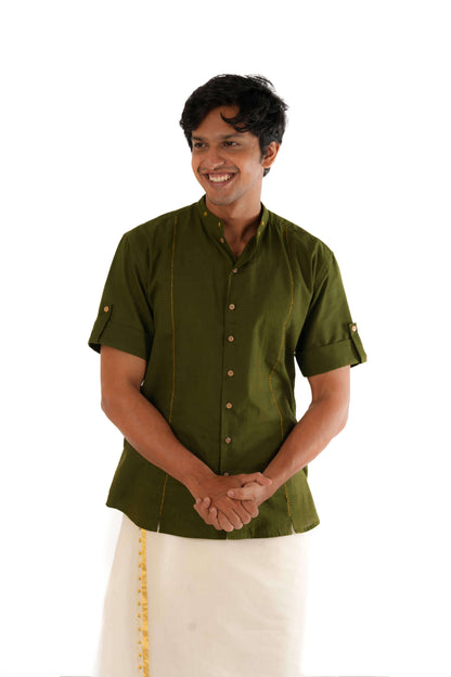 Mukutti Hand Embroidered Sap Green Shirt