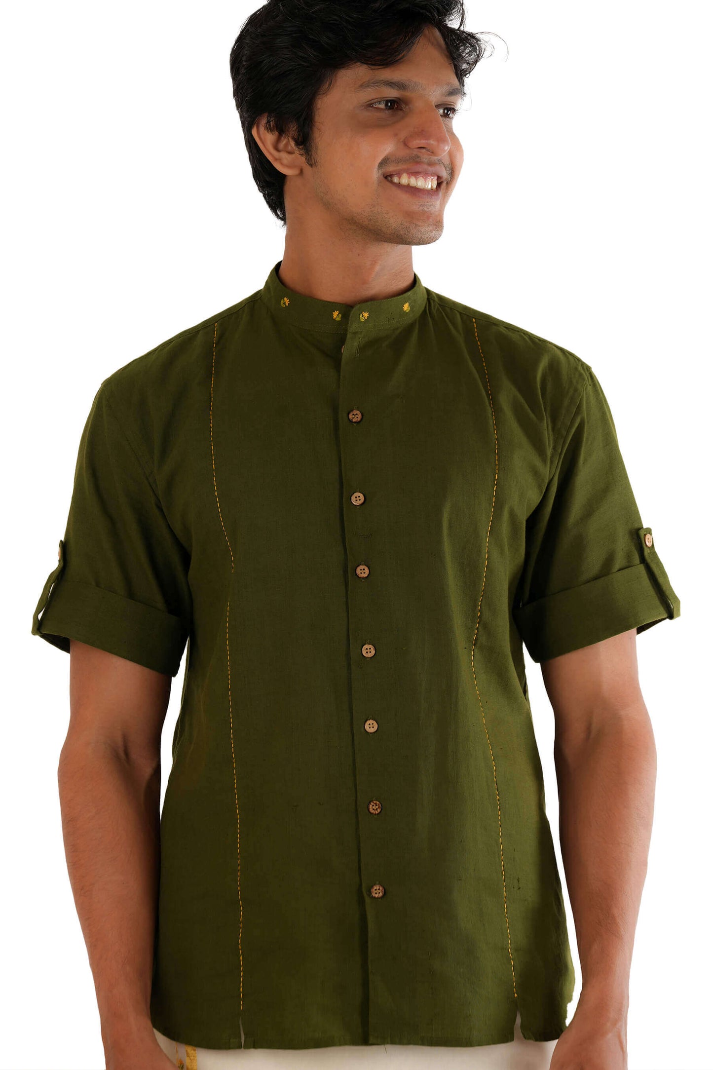 Mukutti Hand Embroidered Sap Green Shirt