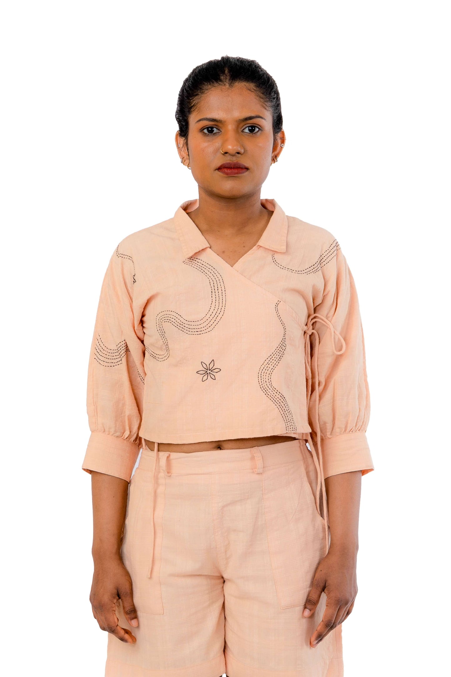 Handloom Collar Neck Wrap Top