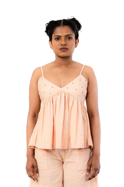 Peach Handloom Crop Top