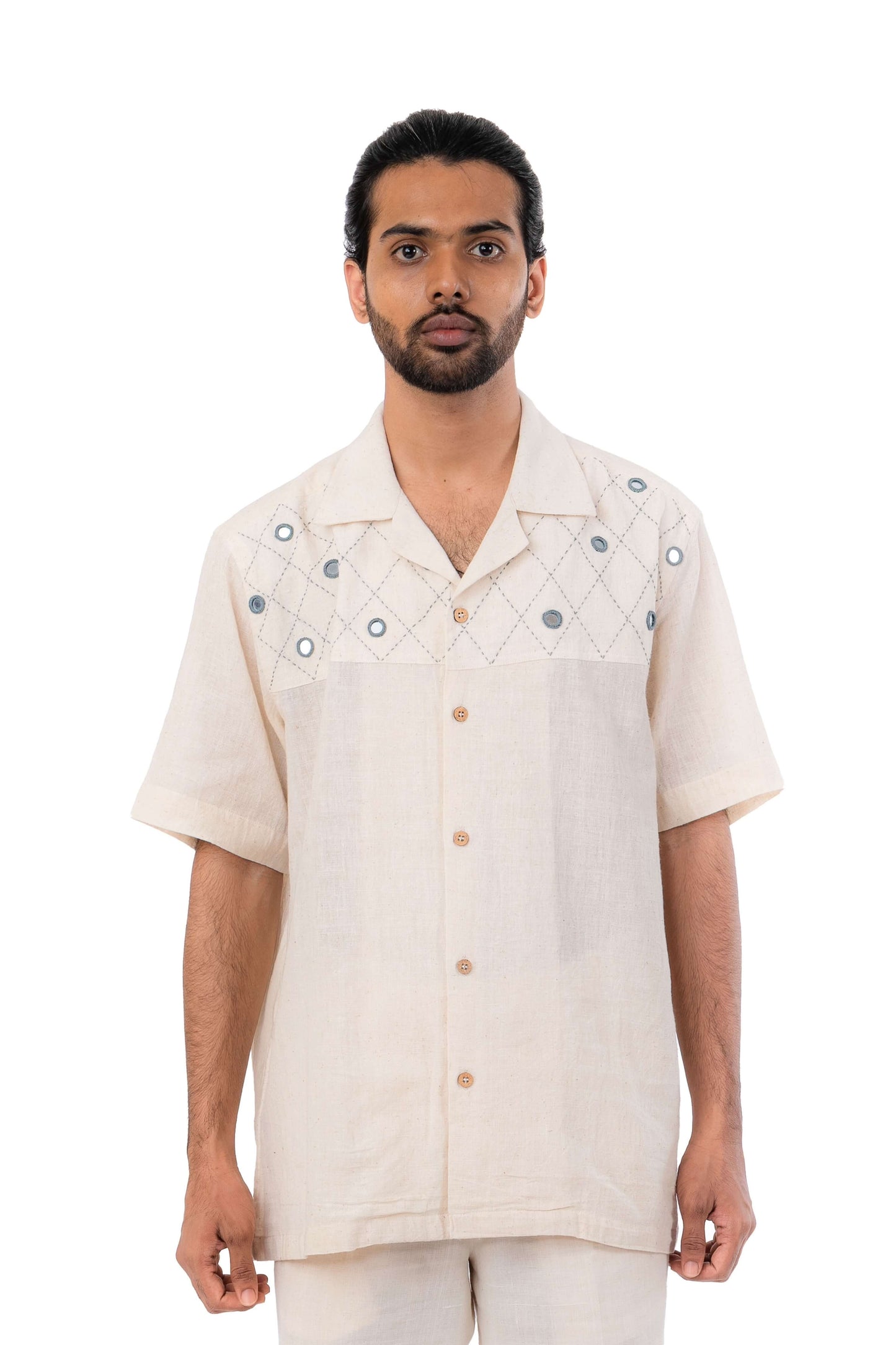 Organic Cotton Mirror Embroidery Shirt