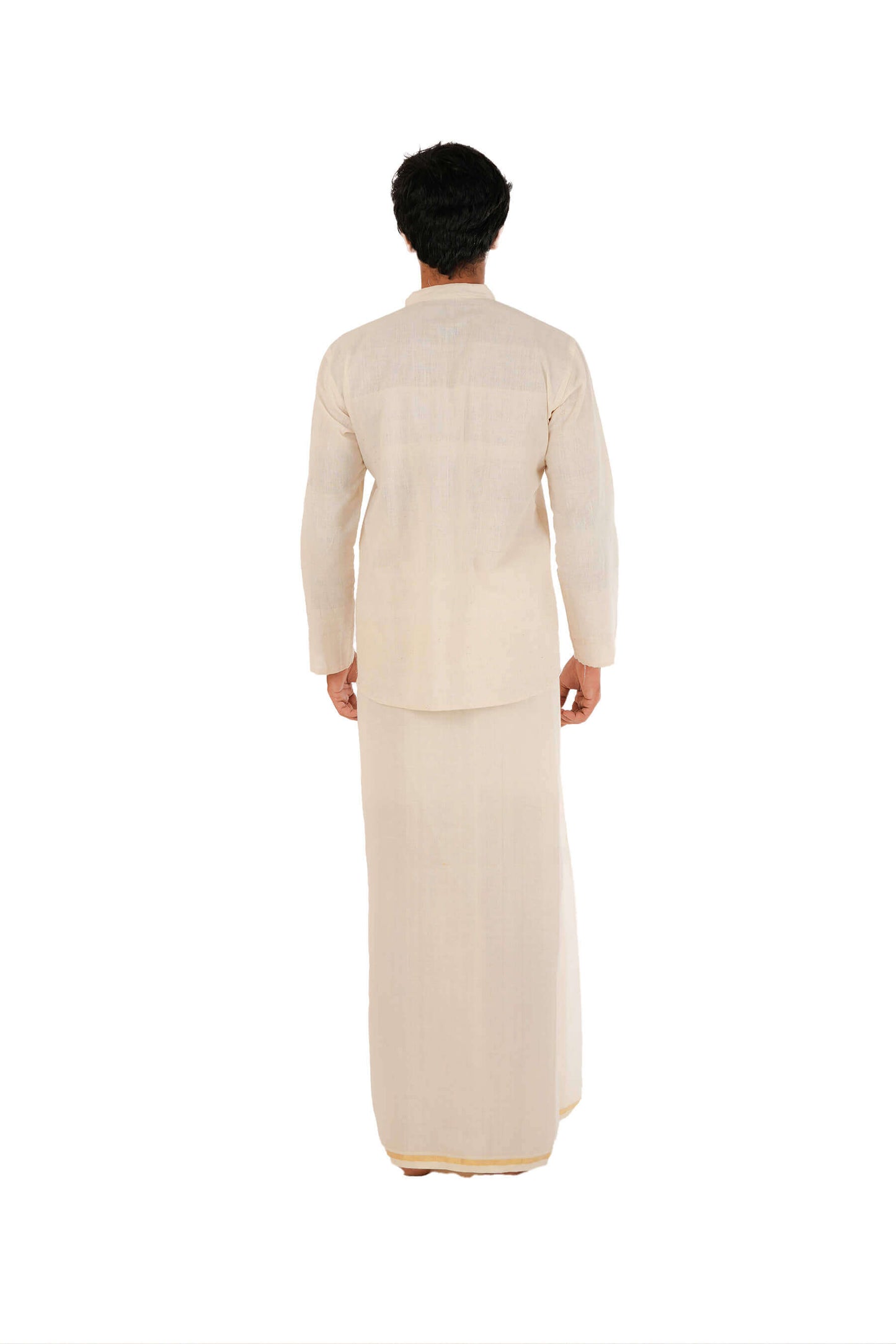 Vallamkali Hand Embroidered Handloom Off-White Short Kurta