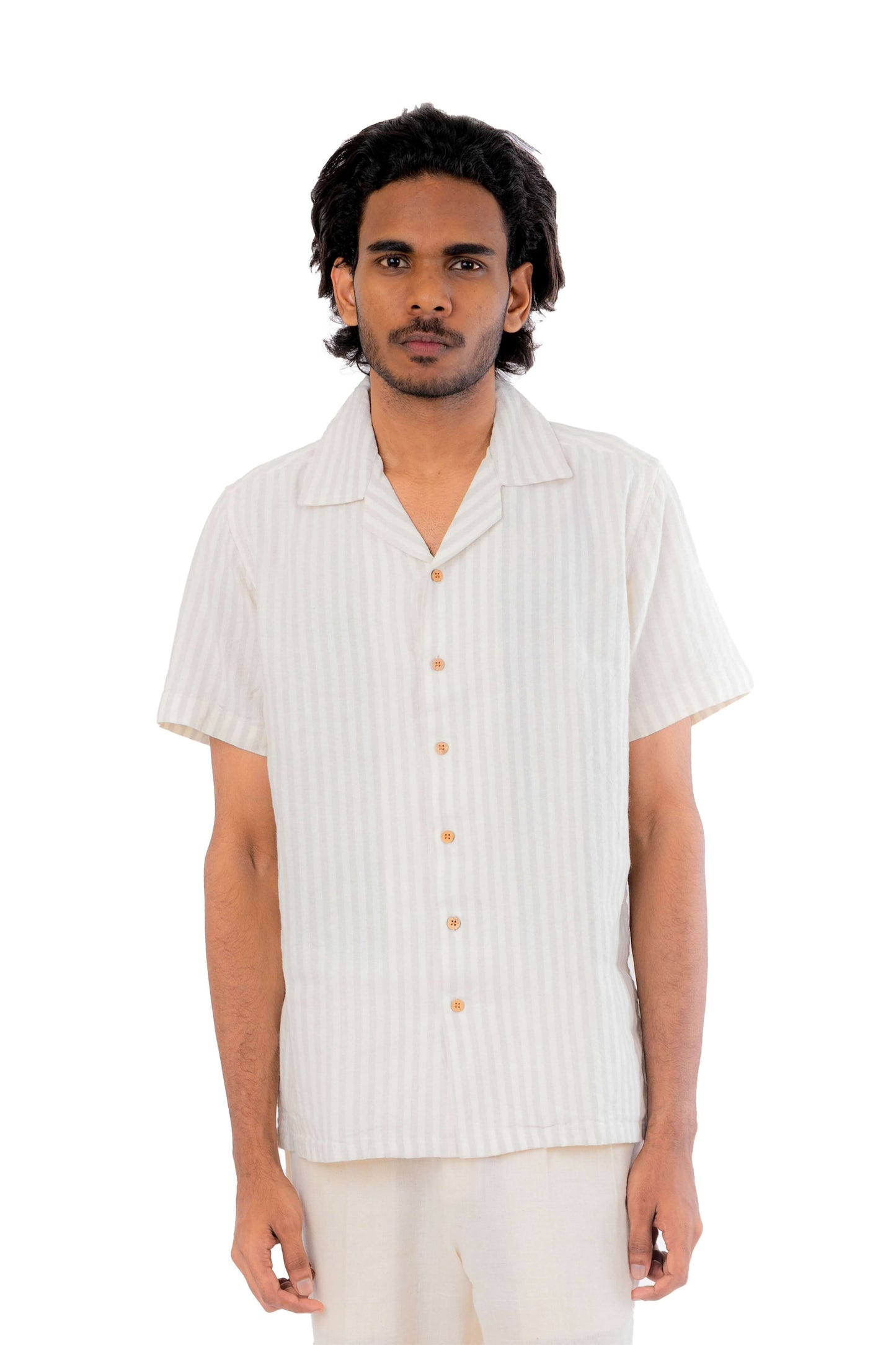 Grey Stripes Handloom Linen Shirt