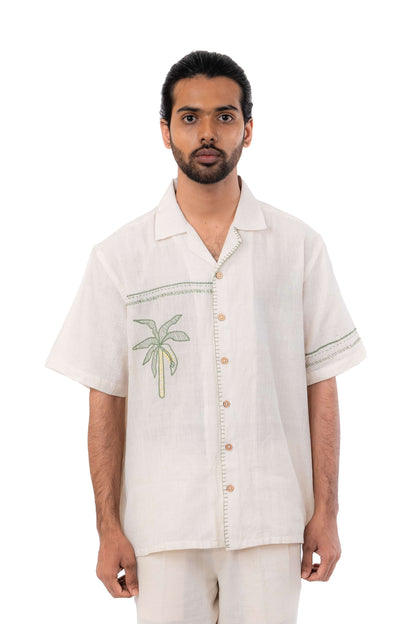 Handloom Hand Embroidered Cuban Shirt