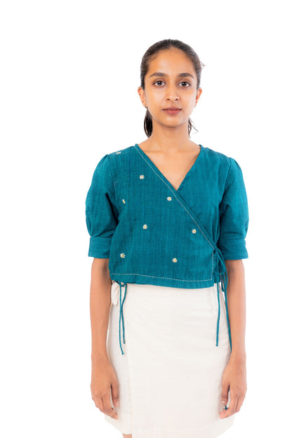 Handloom Cotton Wrap Blouse