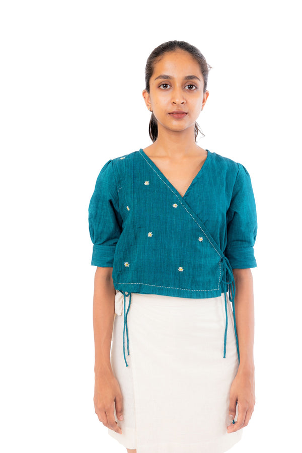 Handloom Cotton Wrap Blouse