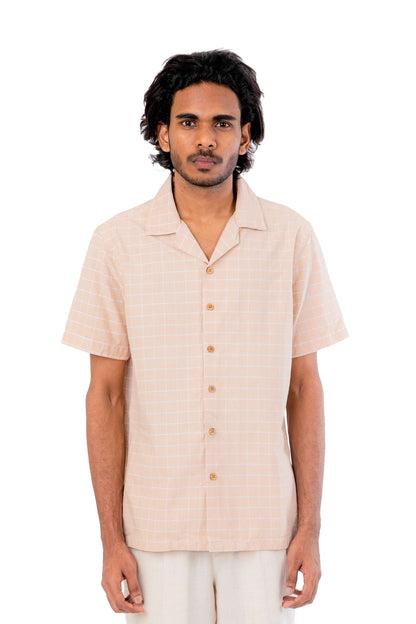 Beige Colour Checks Handloom Shirt