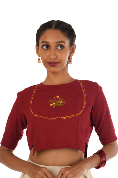 Mukutty Hand Embroidered Handloom Crop Top