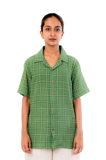 Green Handloom Crepe Unisex Shirt