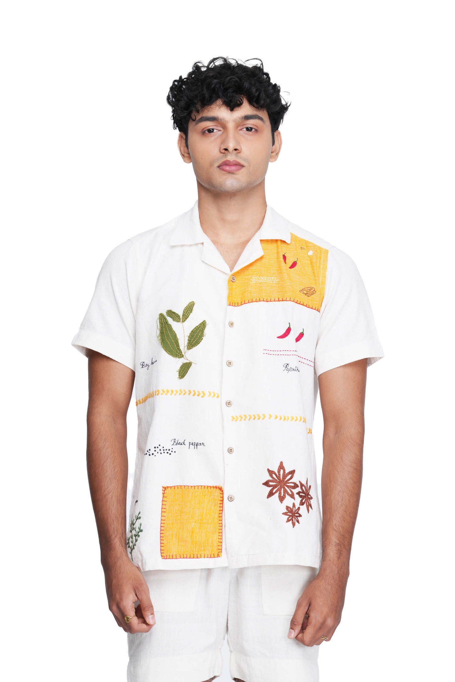 Hand Embroidered Kerala Spice Trail Patch Handloom Unisex Shirt