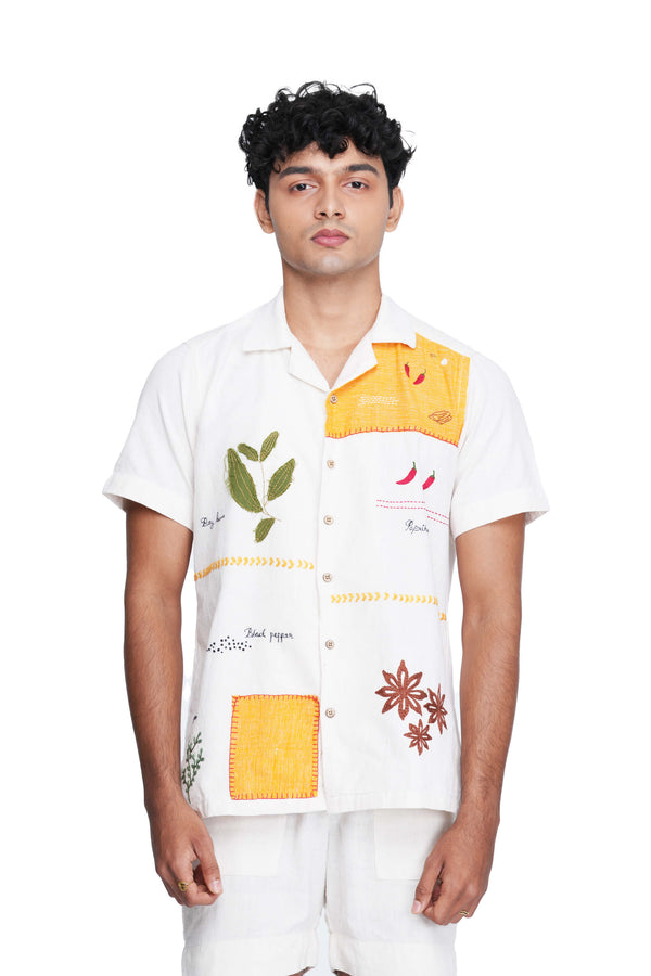 Hand Embroidered Kerala Spice Trail Patch Handloom Unisex Shirt
