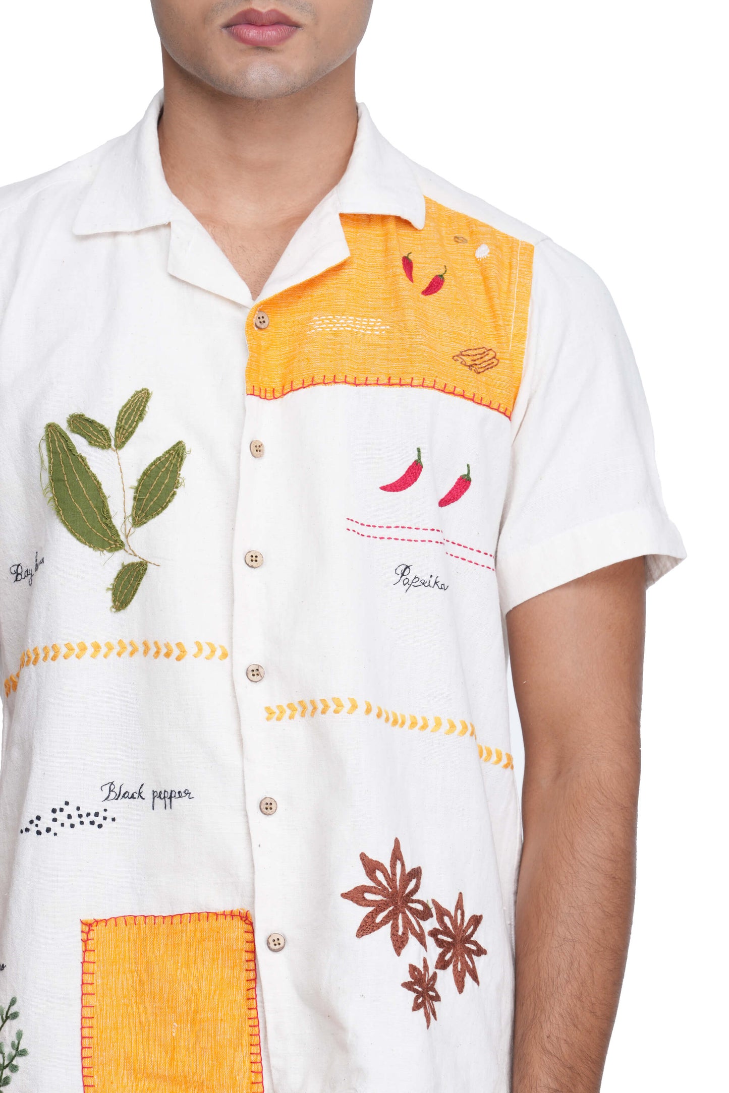 Hand Embroidered Kerala Spice Trail Patch Handloom Unisex Shirt