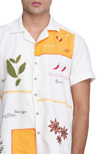 Hand Embroidered Kerala Spice Trail Patch Handloom Unisex Shirt